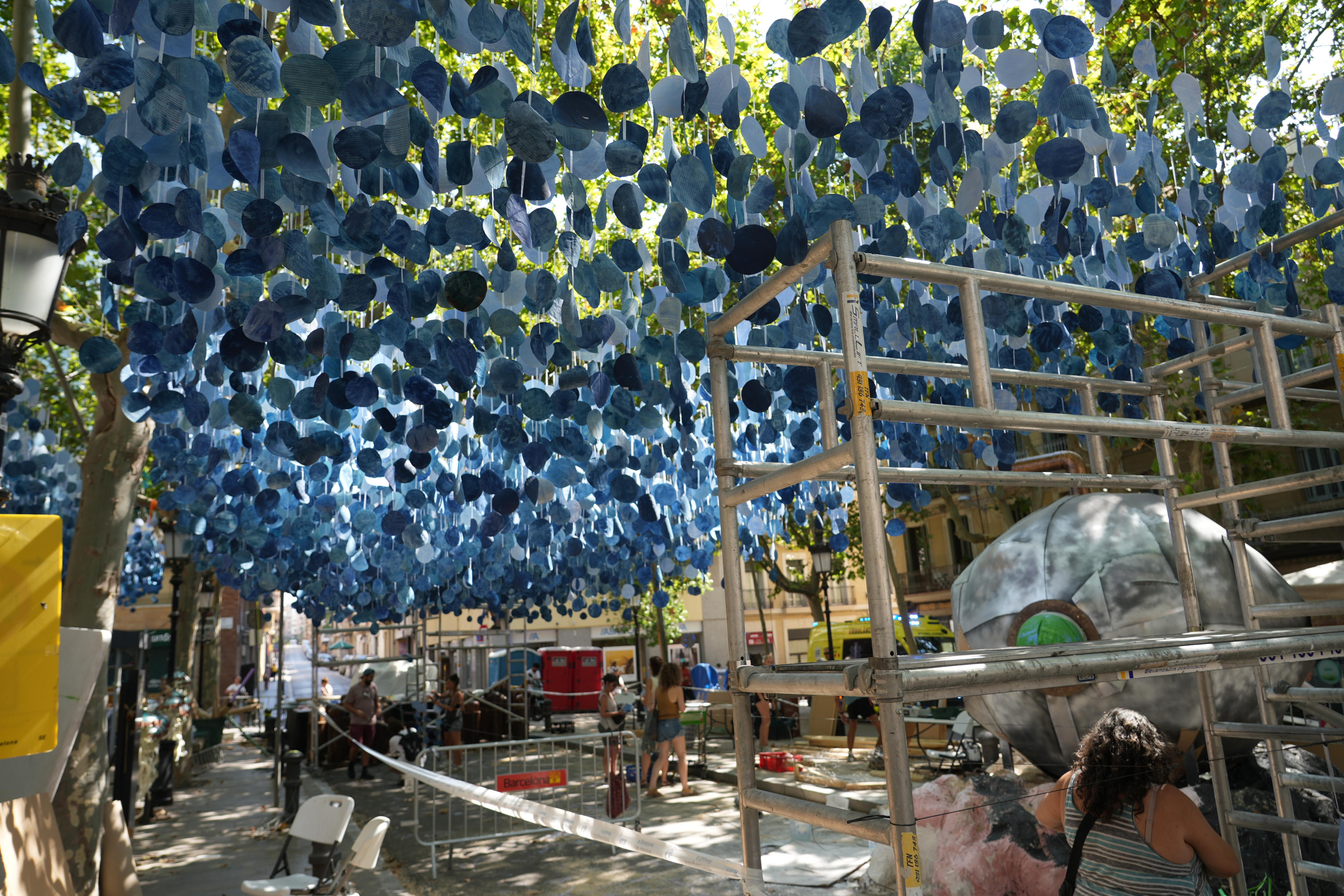 Decorations at Plaça Rovira i Trias in Gràcia, Barcelona