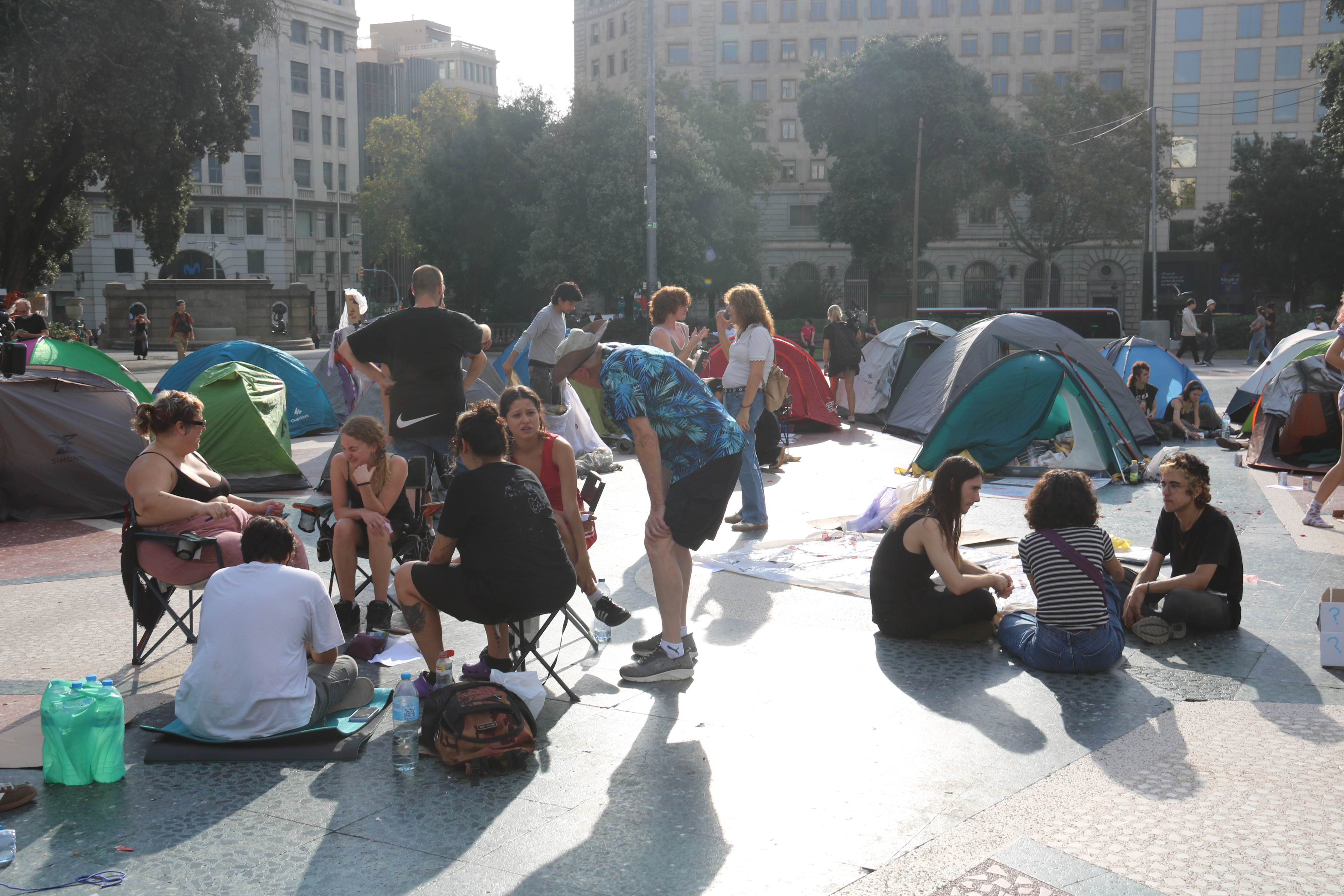 Housing activists camping in Plaça Catalunya