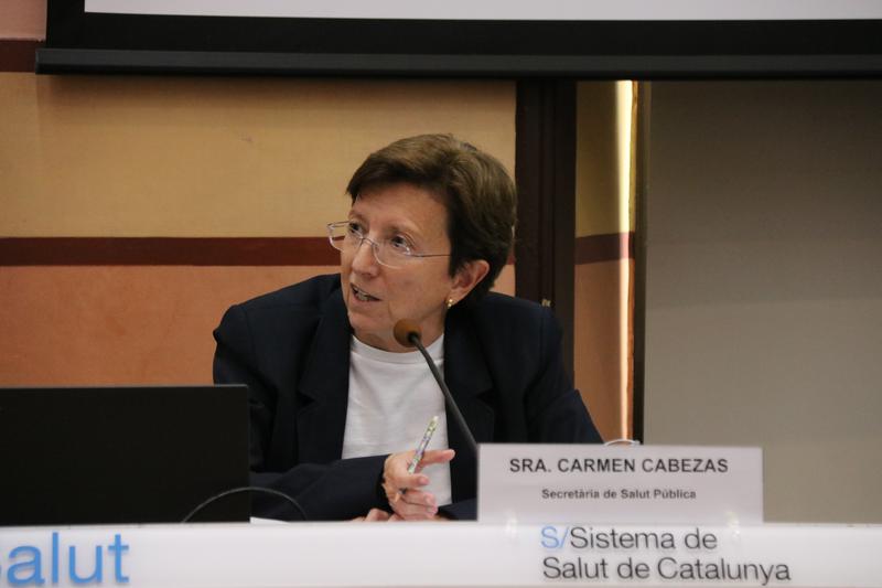 Catalan public health secretary, Carmen Cabezas, during a press conference