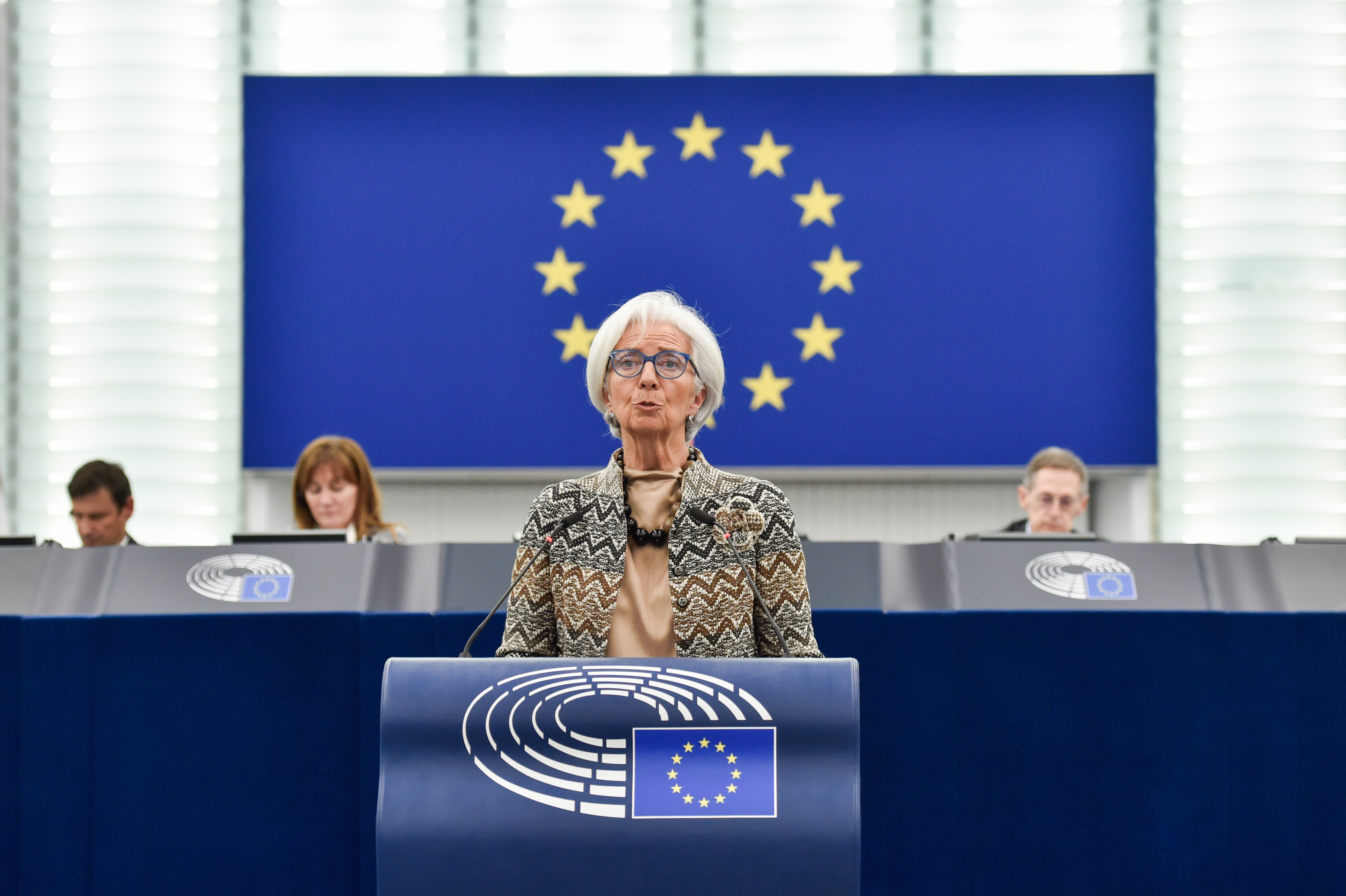 European Central Bank president Christine Lagarde during a speech in the European Parliament