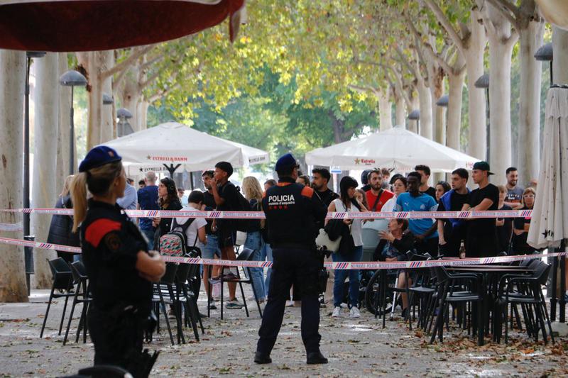 Mossos d'Esquadra police in Lleida after a person was shot dead on October 8, 2025