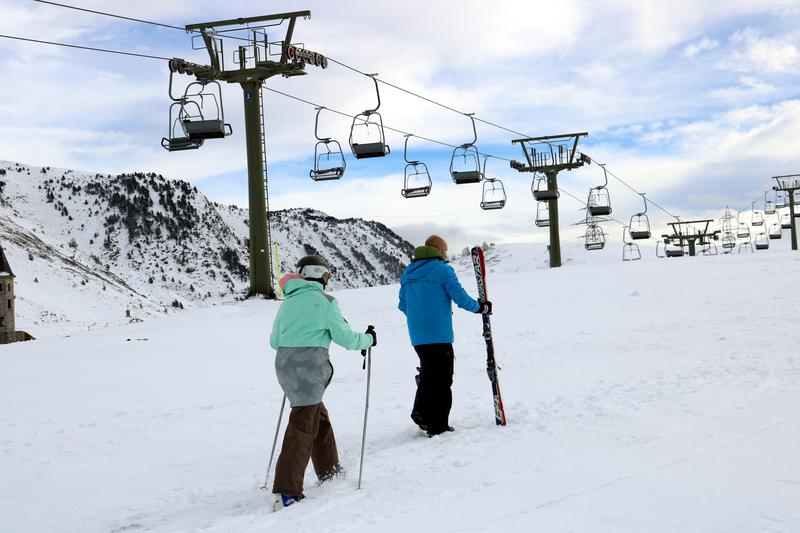 Two skiers at Bonaigua take advantage of the first snowfall of the season