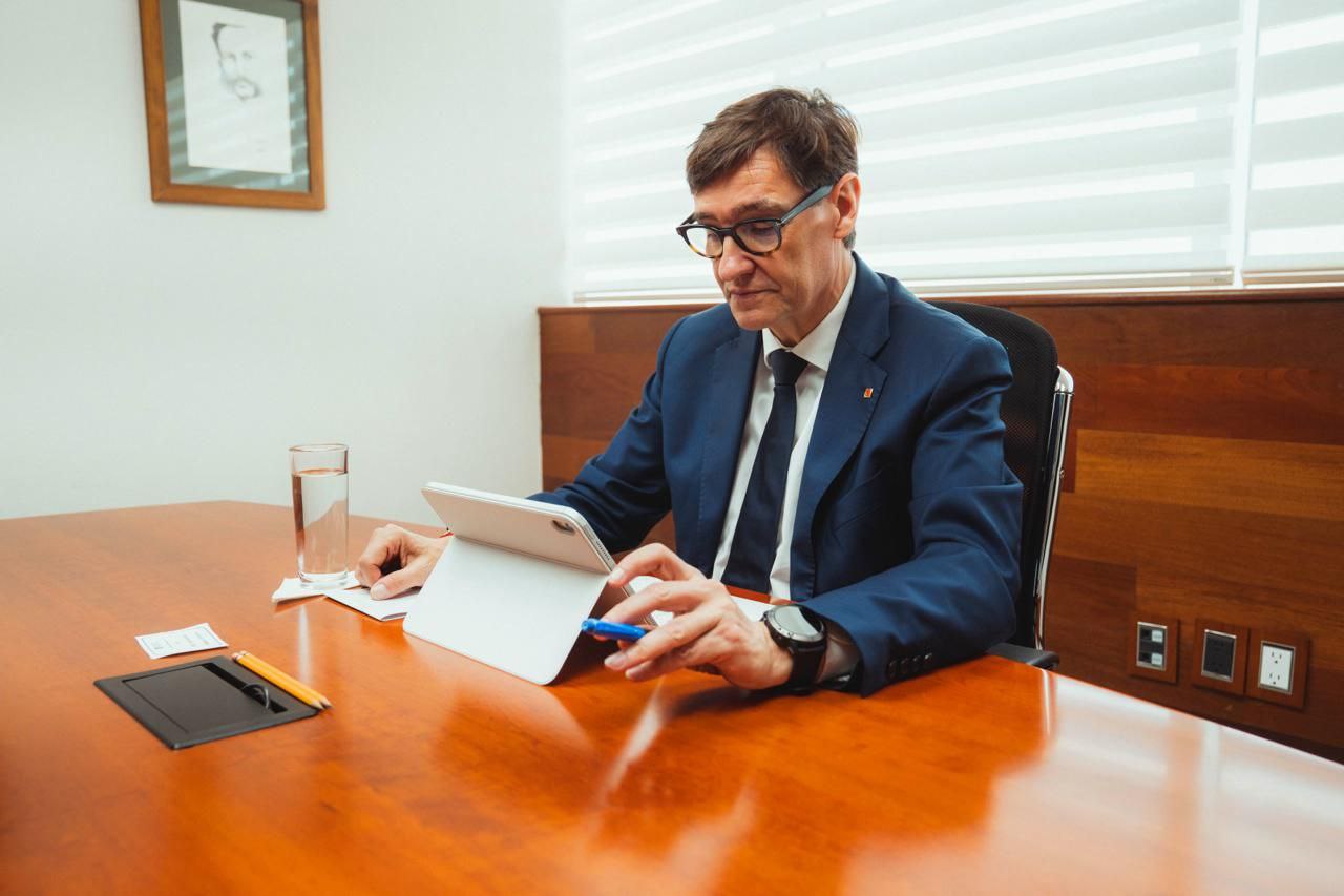 President Salvador Illa attends the African swine fever monitoring meeting in Catalonia via videocall