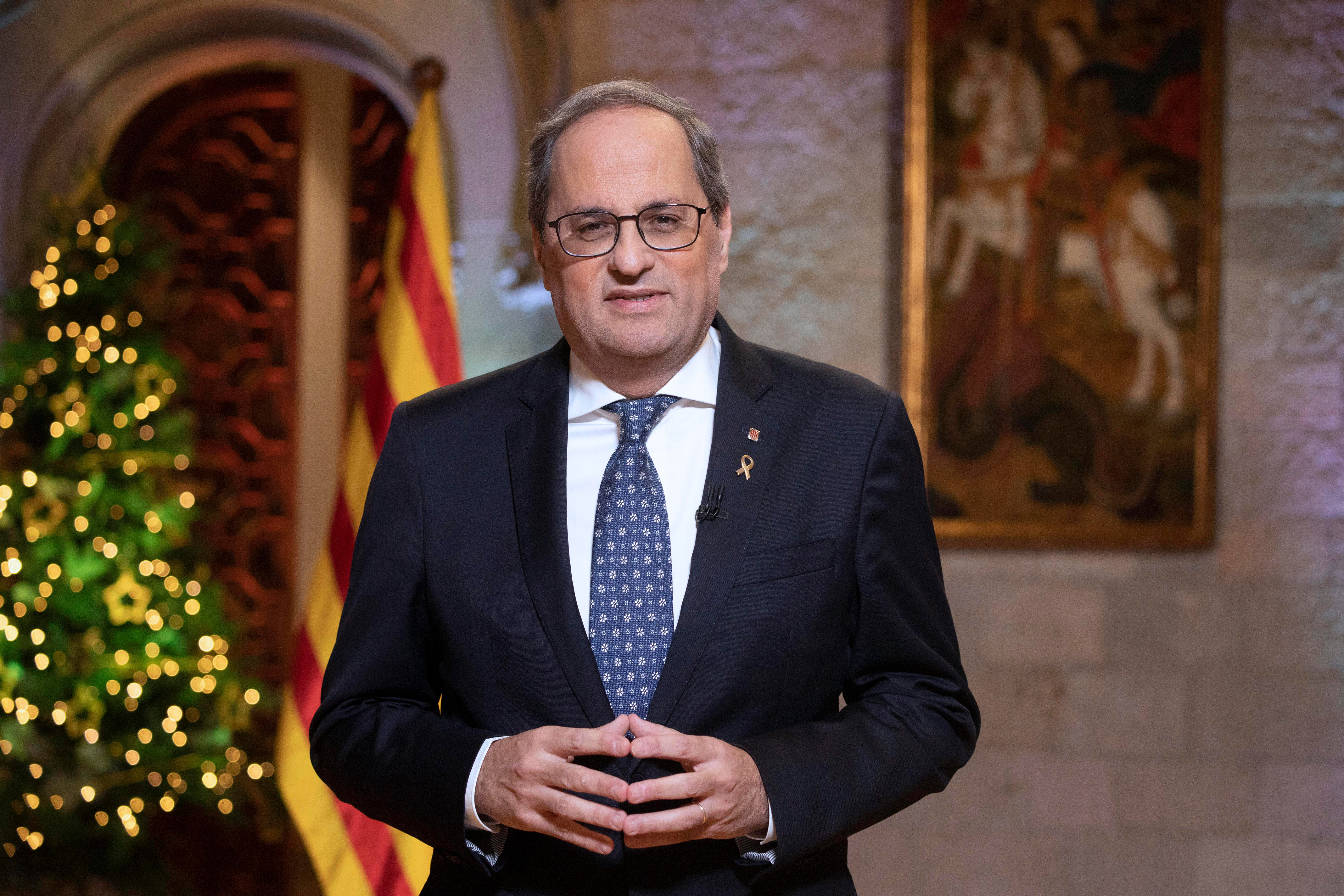 Catalan president Quim Torra during his 2019 Christmas speech on December 30, 2019