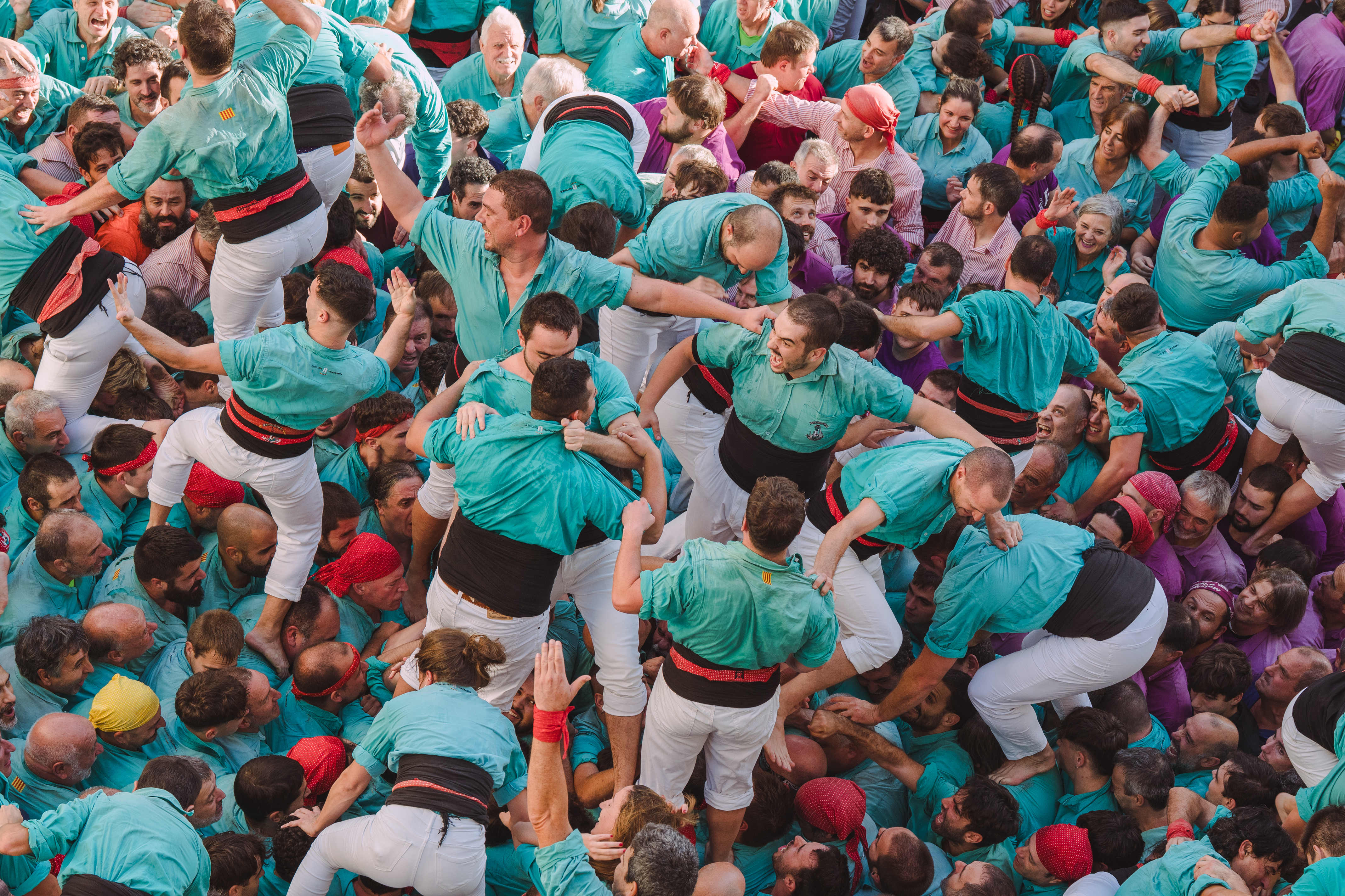 Castellers de Vilafranca celebrate the best performance in their history during the All Saints’ Day diada in Vilafranca del Penedès on November 1, 2025
