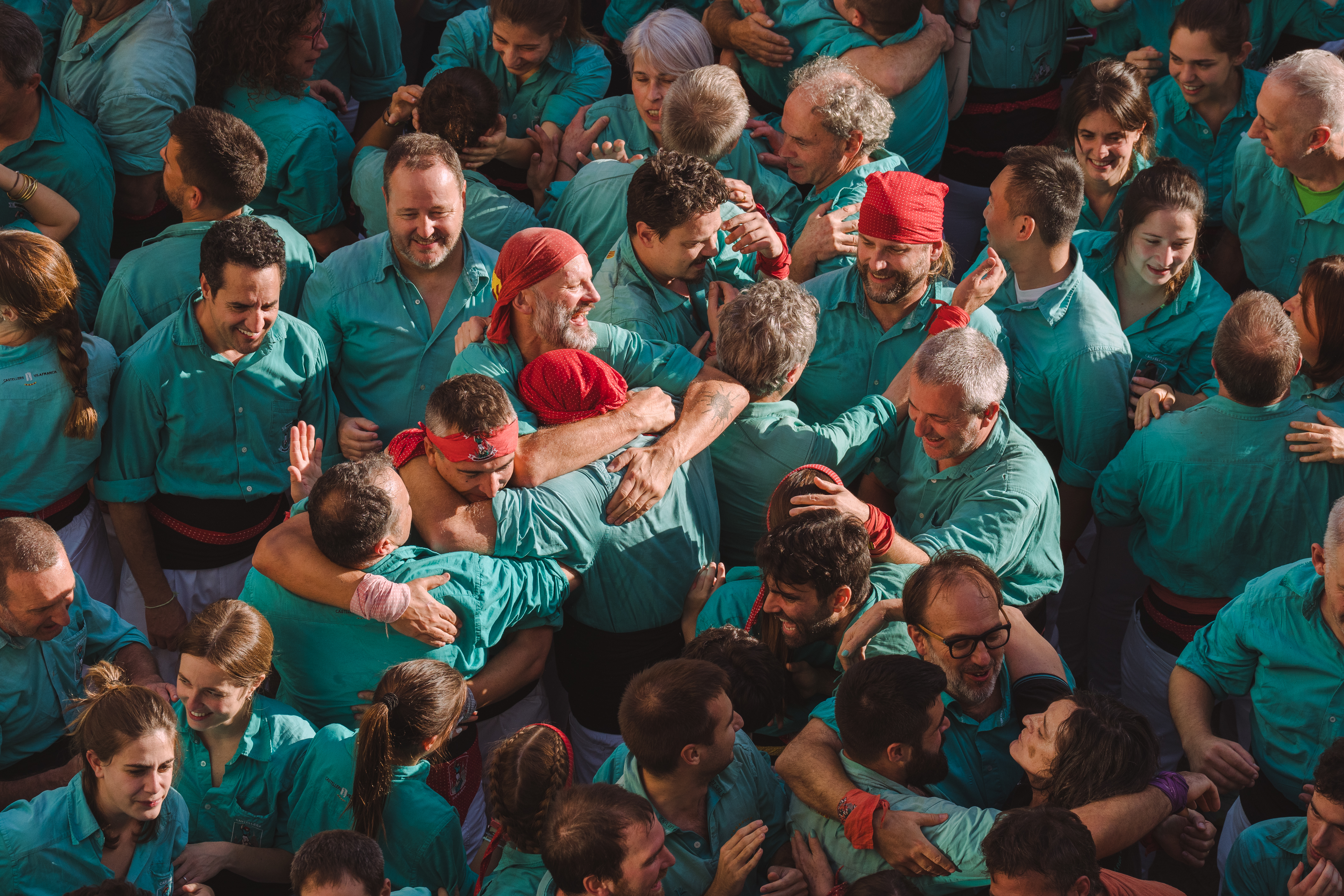 Castellers de Vilafranca celebrate the best performance in their history during the All Saints’ Day diada in Vilafranca del Penedès on November 1, 2025
