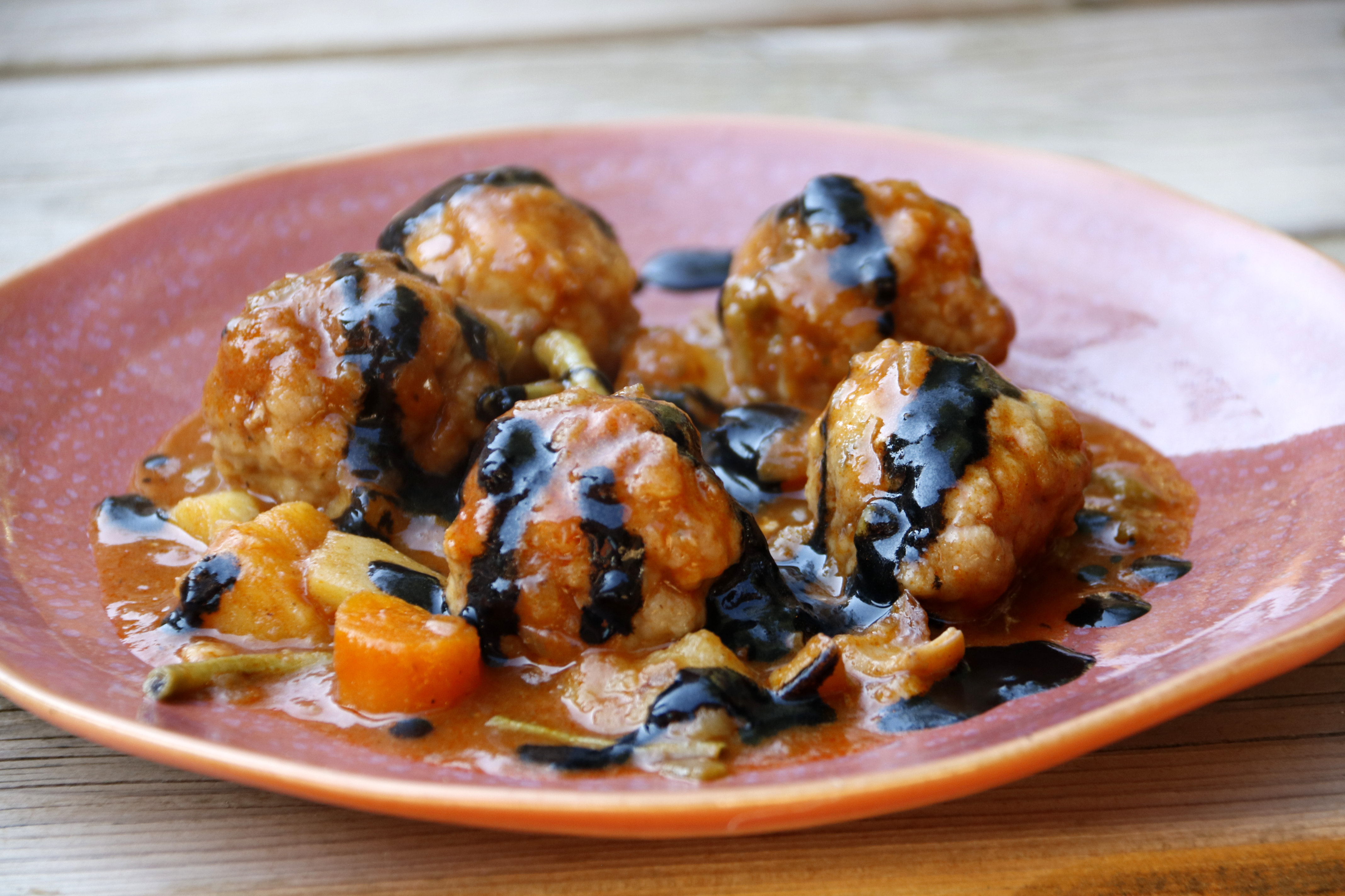Meatballs with cuttlefish dish