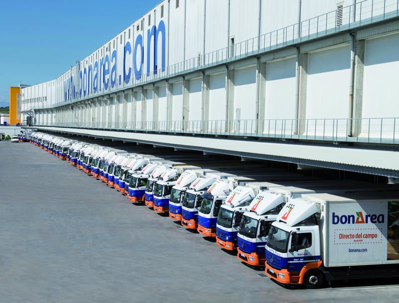 A fleet of vans of the supermarket chain BonArea