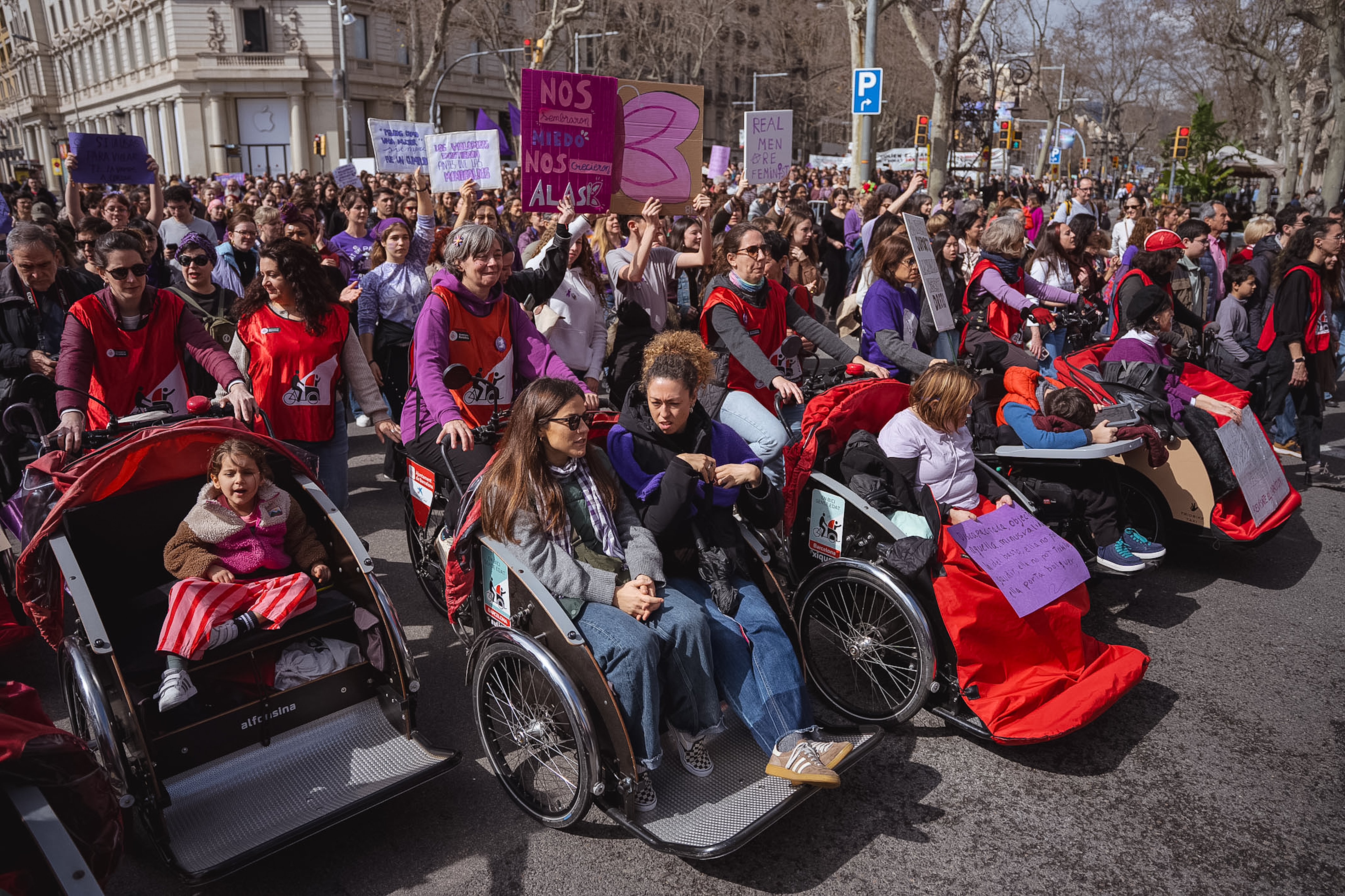 Demonstrators at the International Women's Day march in Barcelona organized by Assemblea 8-M