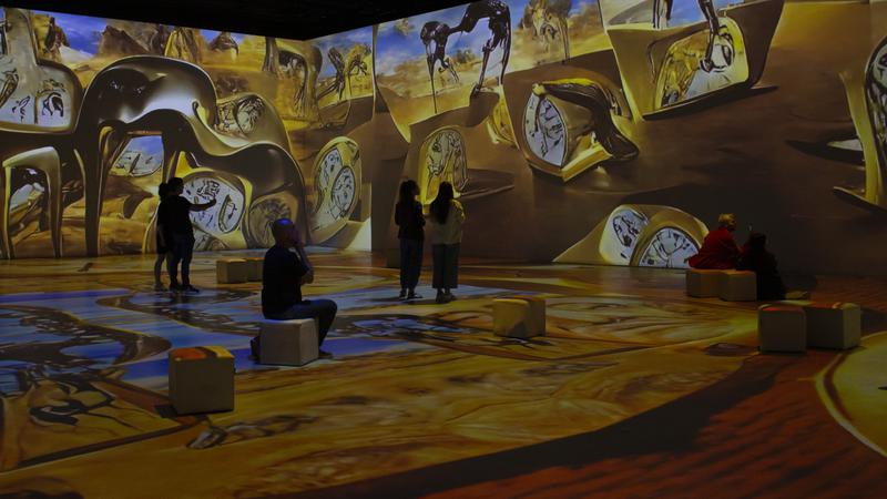 The works of Salvador Dalí shown in a large-scale projection in the walls of IDEAL Digital Arts Center in Barcelona