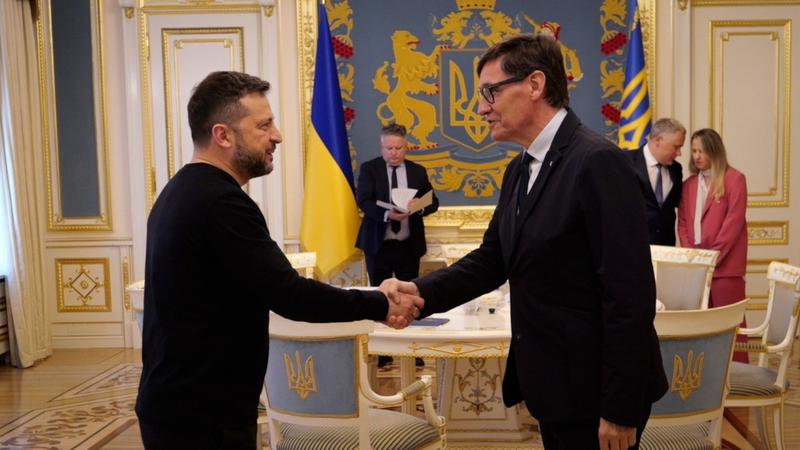 Catalan president Salvador Illa meets with the President of Ukraine, Volodymyr Zelensky, at the Presidential Office of the Ukrainian Head of State