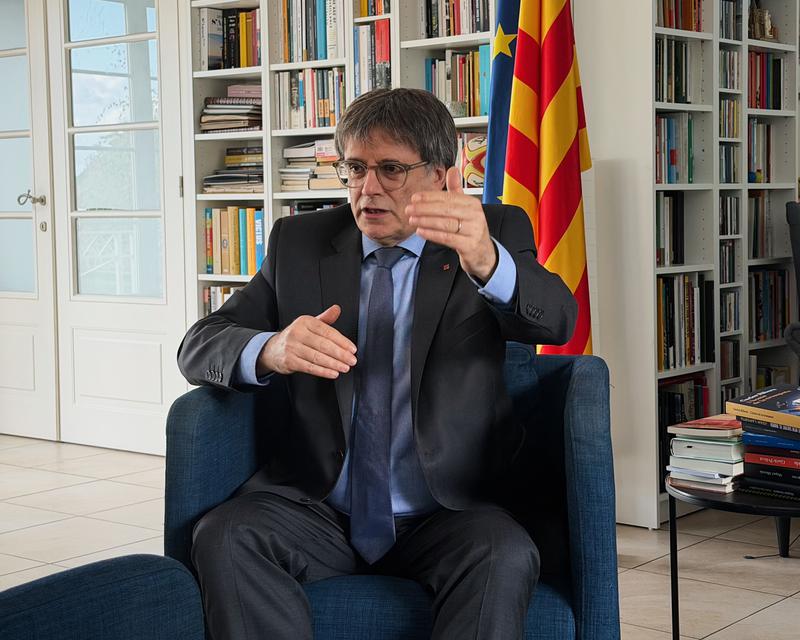 Junts leader Carles Puigdemont during an interview with The Sunday Times
