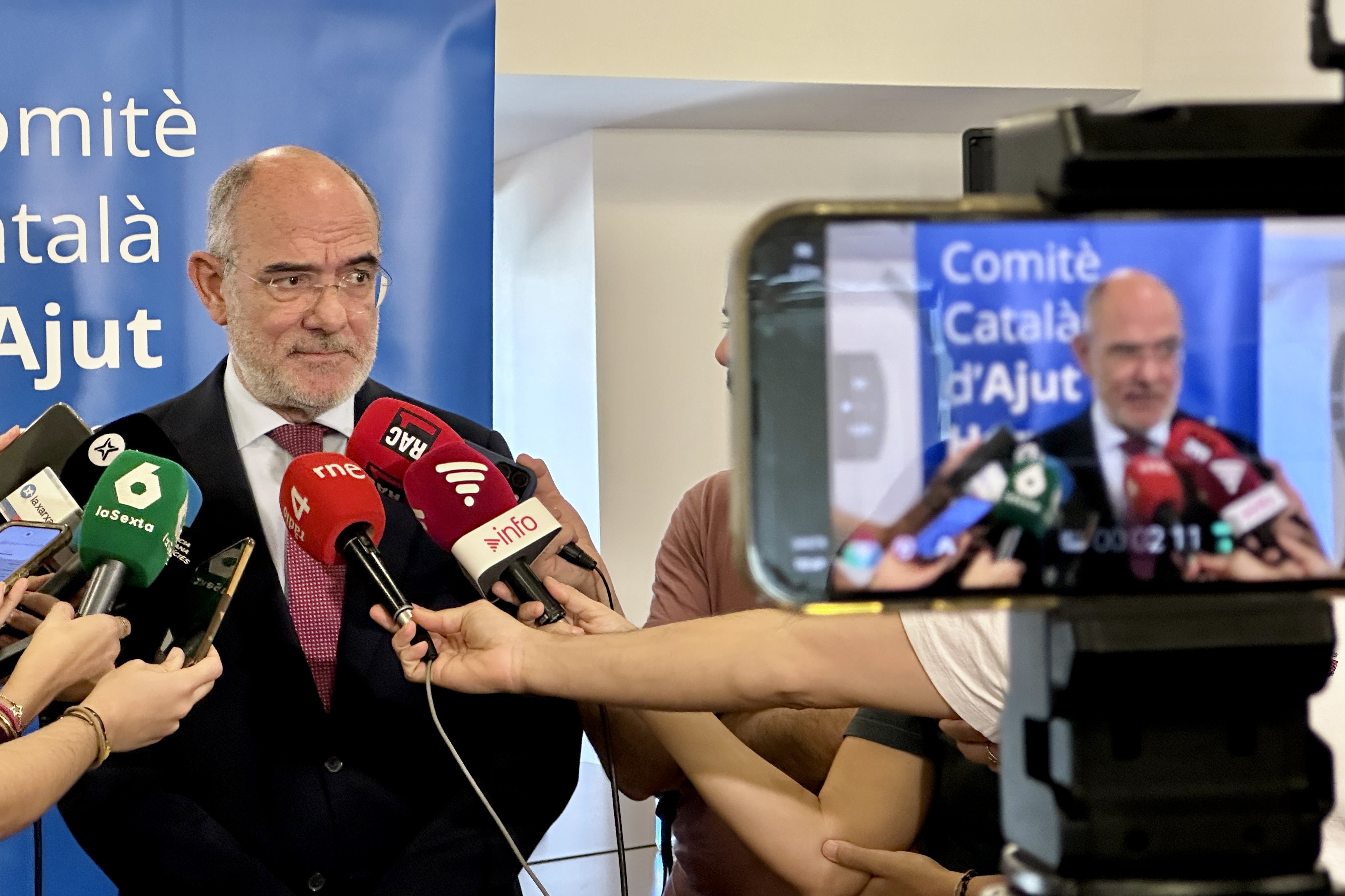 Catalan foreign affairs minister Jaume Duch speaks to media outlets on October 10, 2025