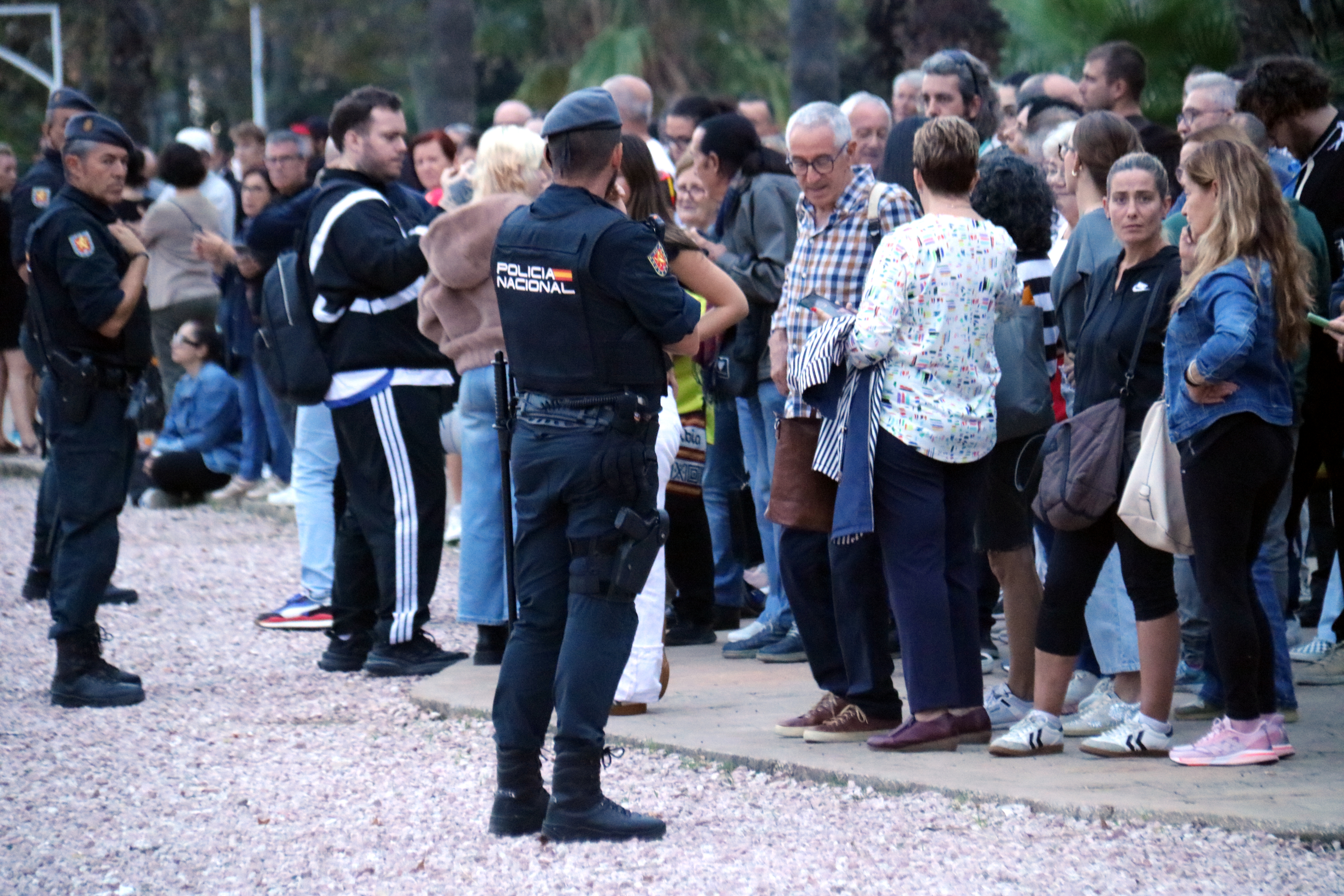 Several demonstrators outside the venue where a state funeral was held to honor the victims of the DANA storm on October 29, 2025 in Valencia