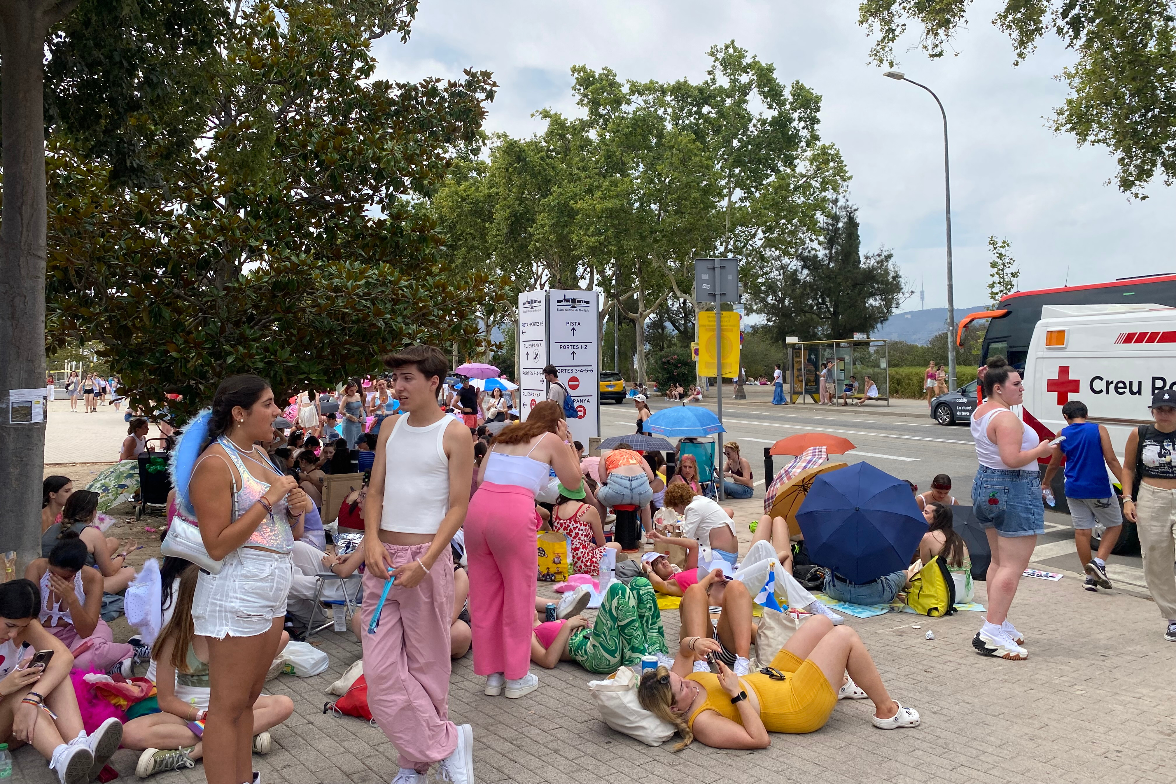 Harry Styles fans await for his concert in Barcelona on July 12, 2023