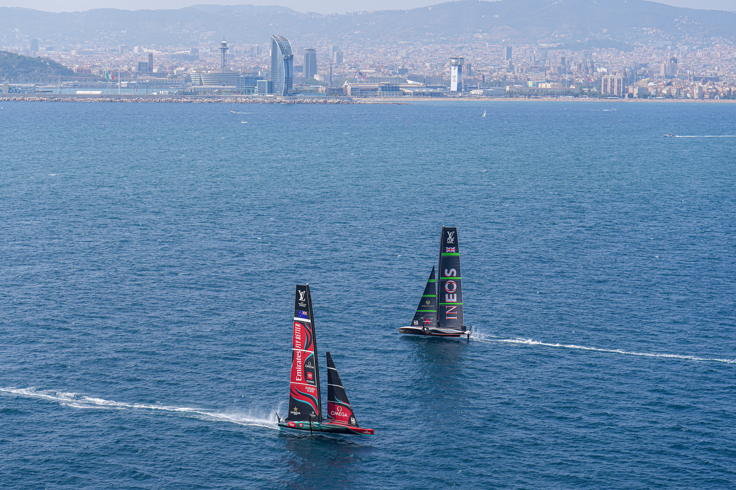 America's Cup sailing teams sail off Barcelona's shore ahead of the competition