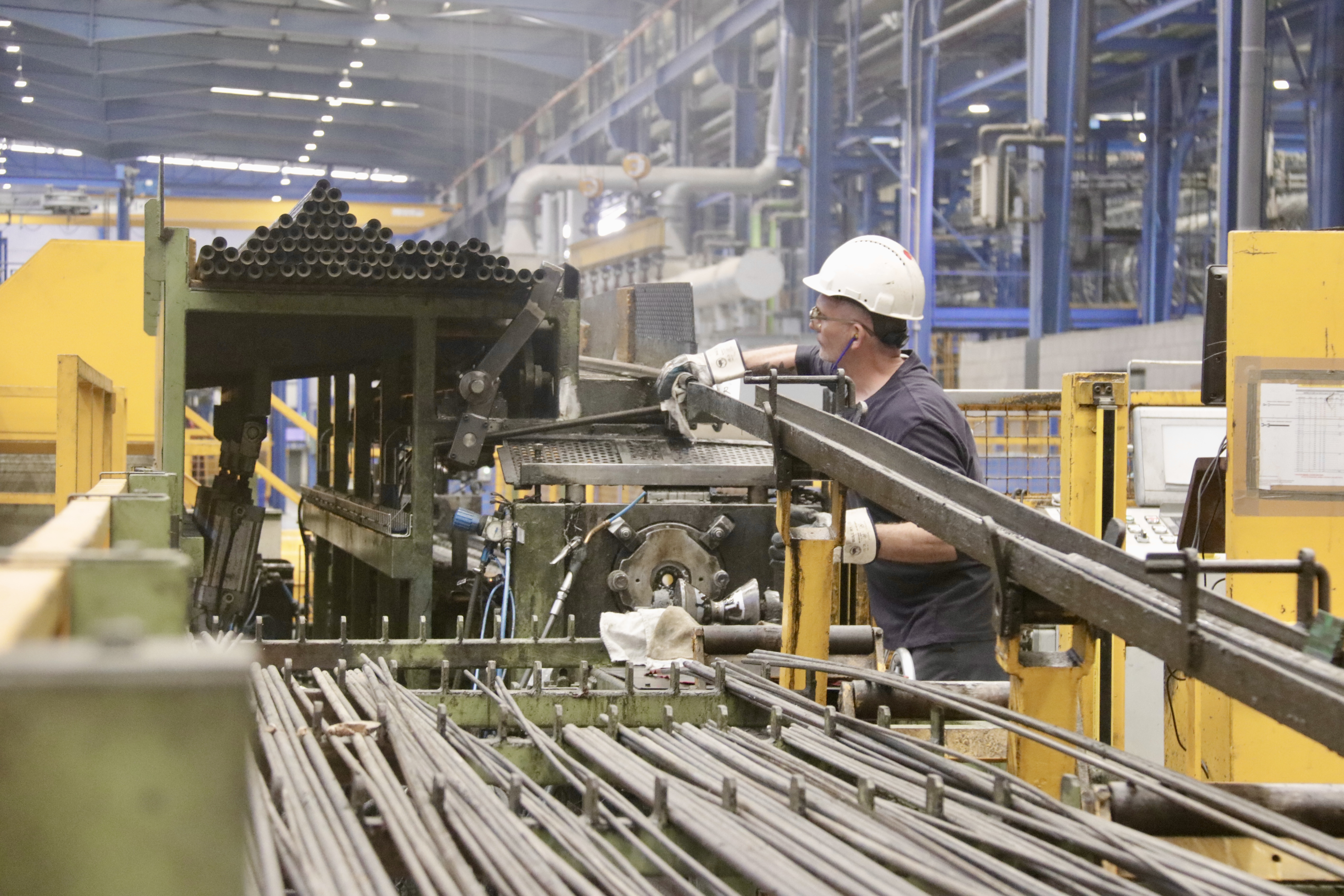 Manufacturing of steel tubes at the Transmesa plant, in Arenys de Mar