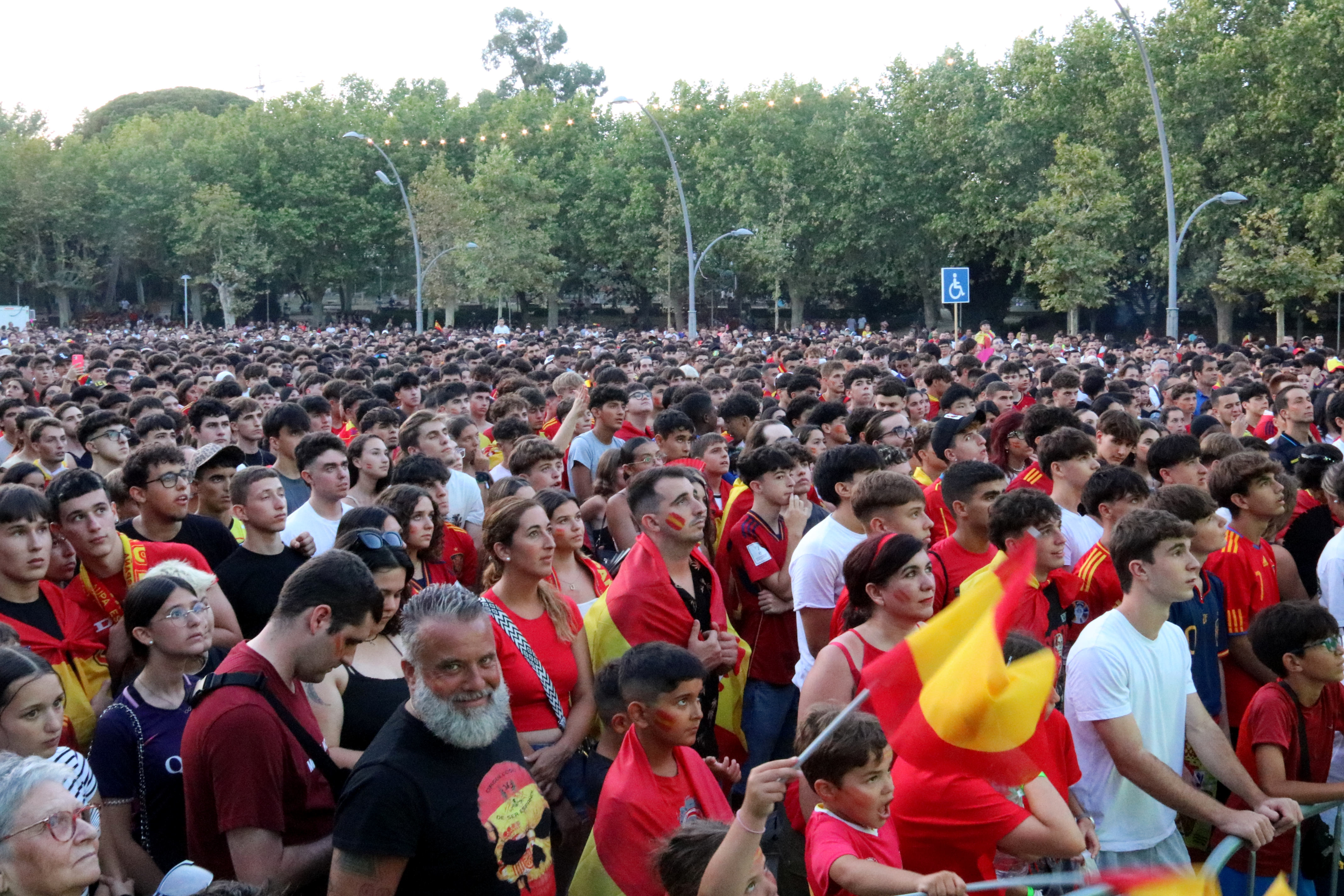 Mataró Central Park, packed to the brim to watch the Euro Cup final in 2024