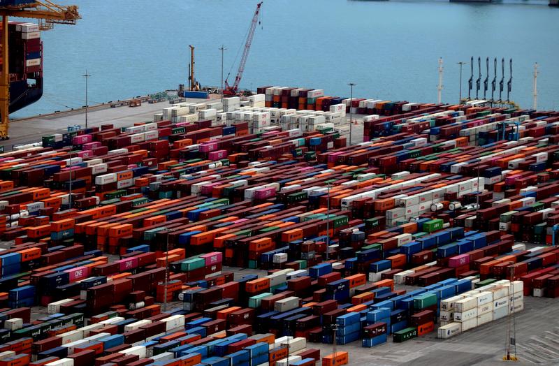 Hundreds of containers at the Barcelona port on May 22, 2023