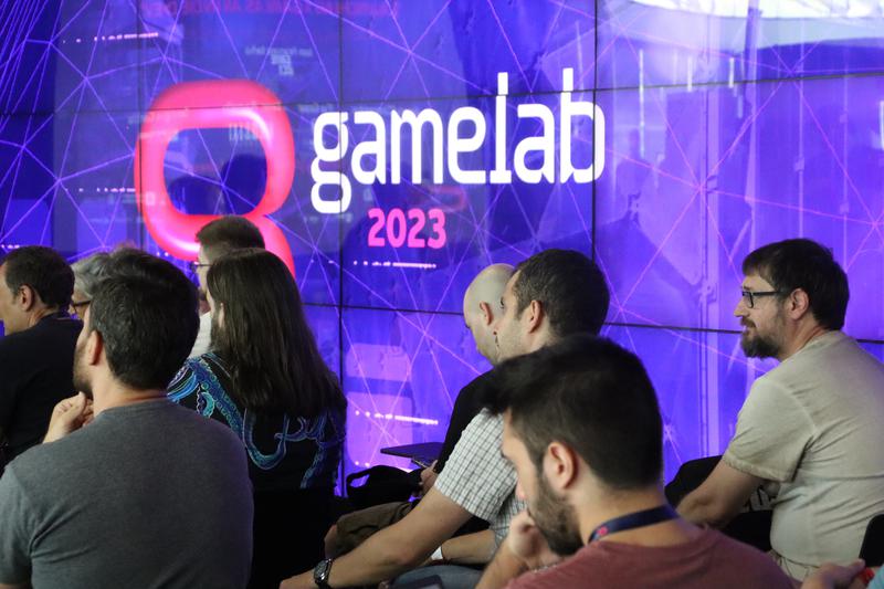 Attendees at a talk during Gamelab, in the Mediatic building in Barcelona