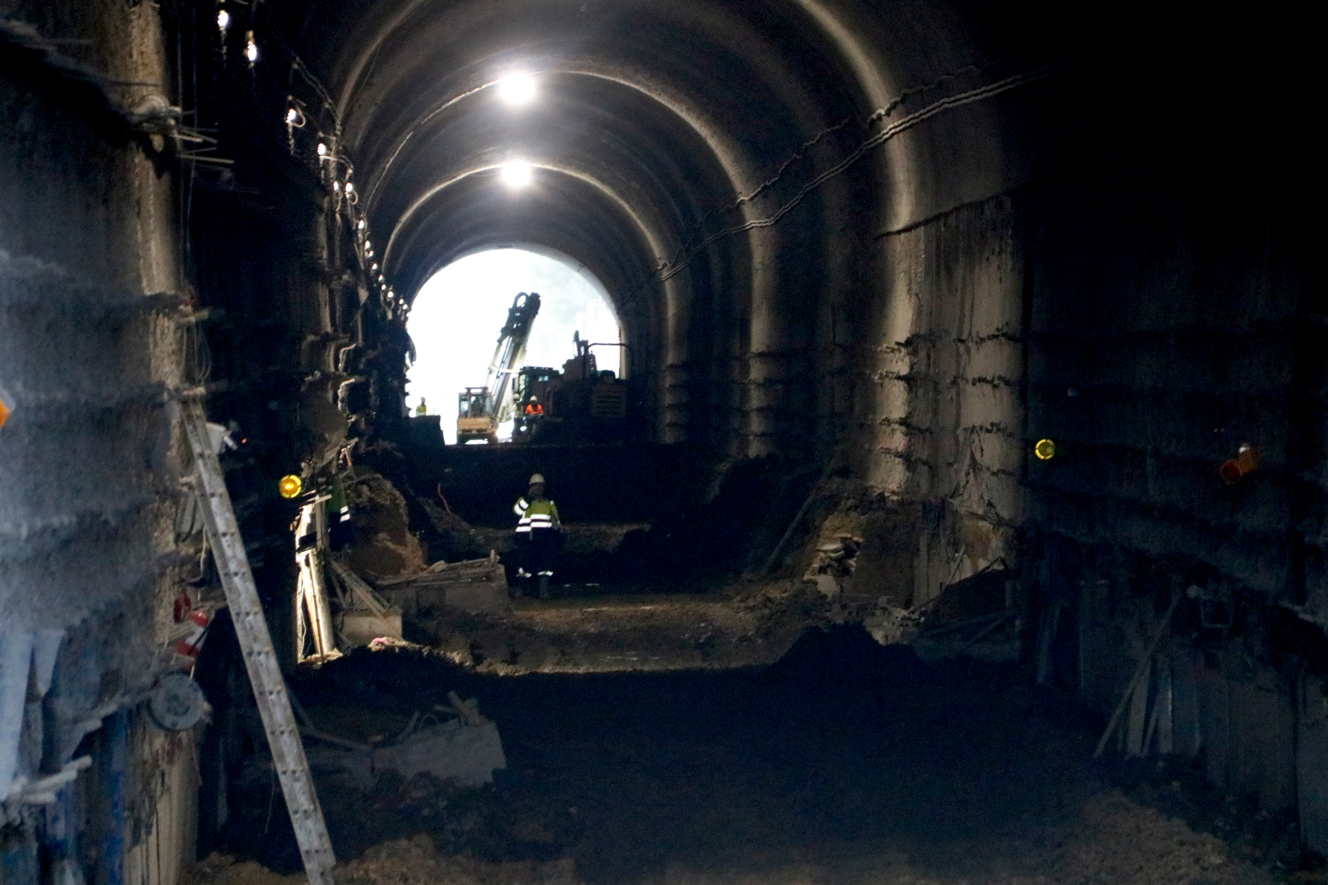 Interior of the Rodalies commuter train network tunnel in Roda de Berà during construction on November 20, 2024