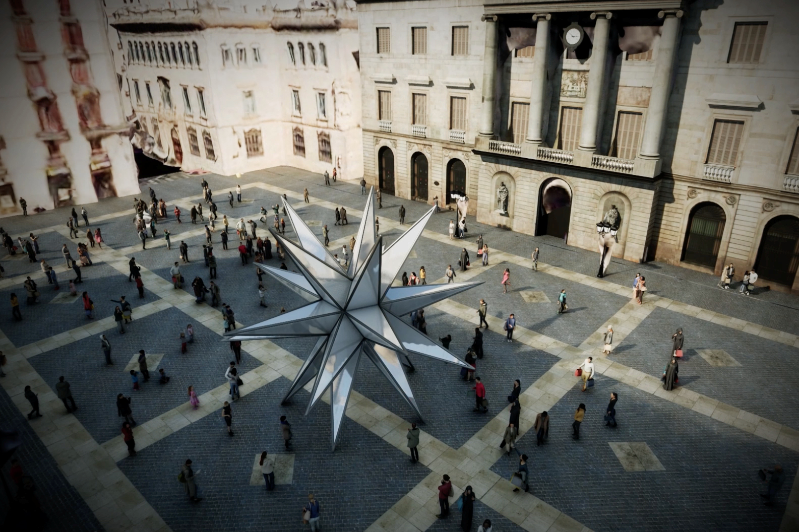 The star-shaped installation that will be installed in Sant Jaume Square in Barcelona this Christmas.