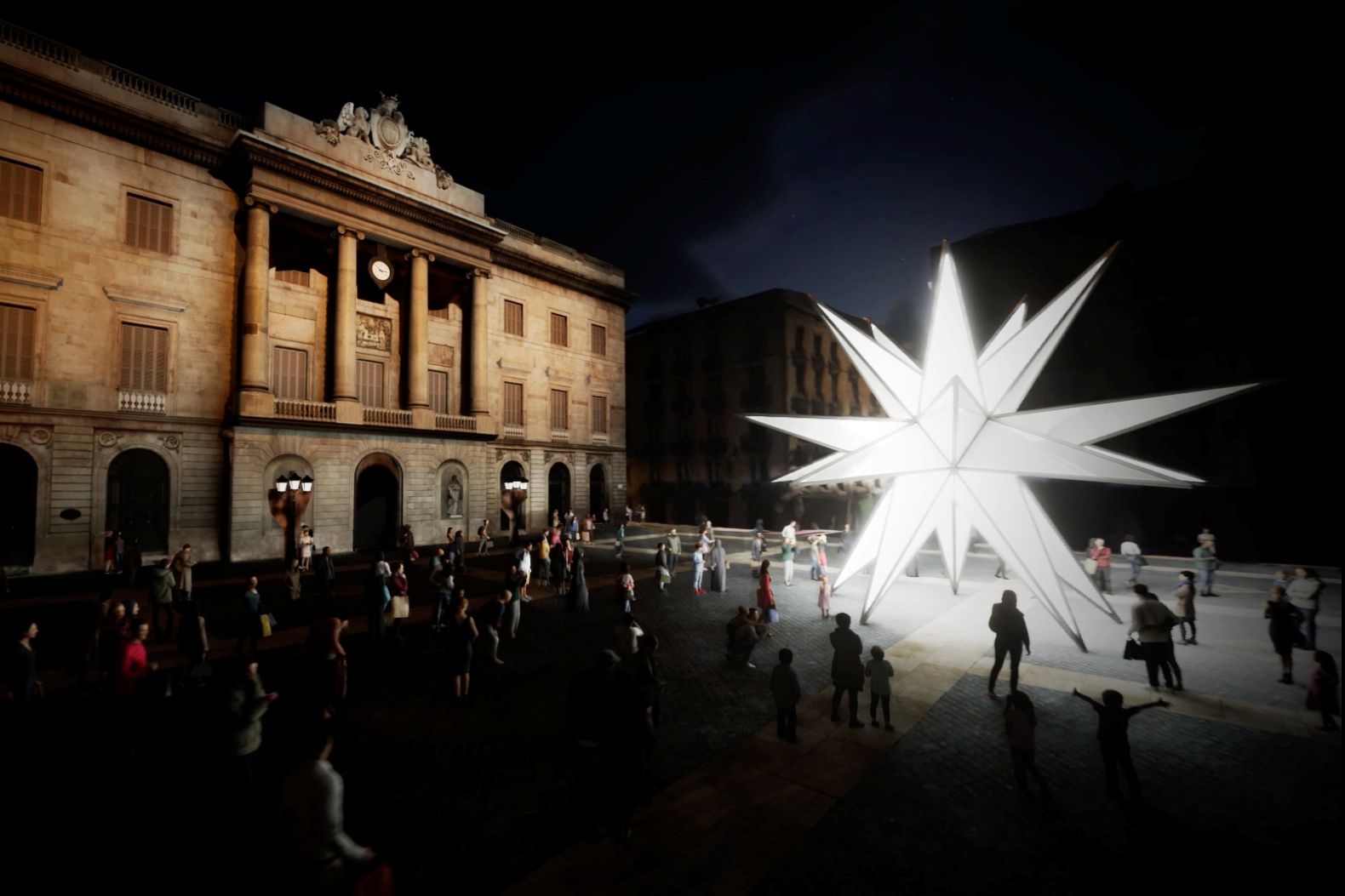 The star-shaped installation that will be installed in Sant Jaume Square in Barcelona this Christmas.