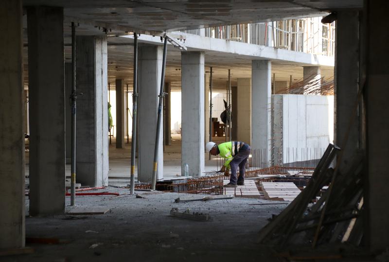 A construction worker on a building site