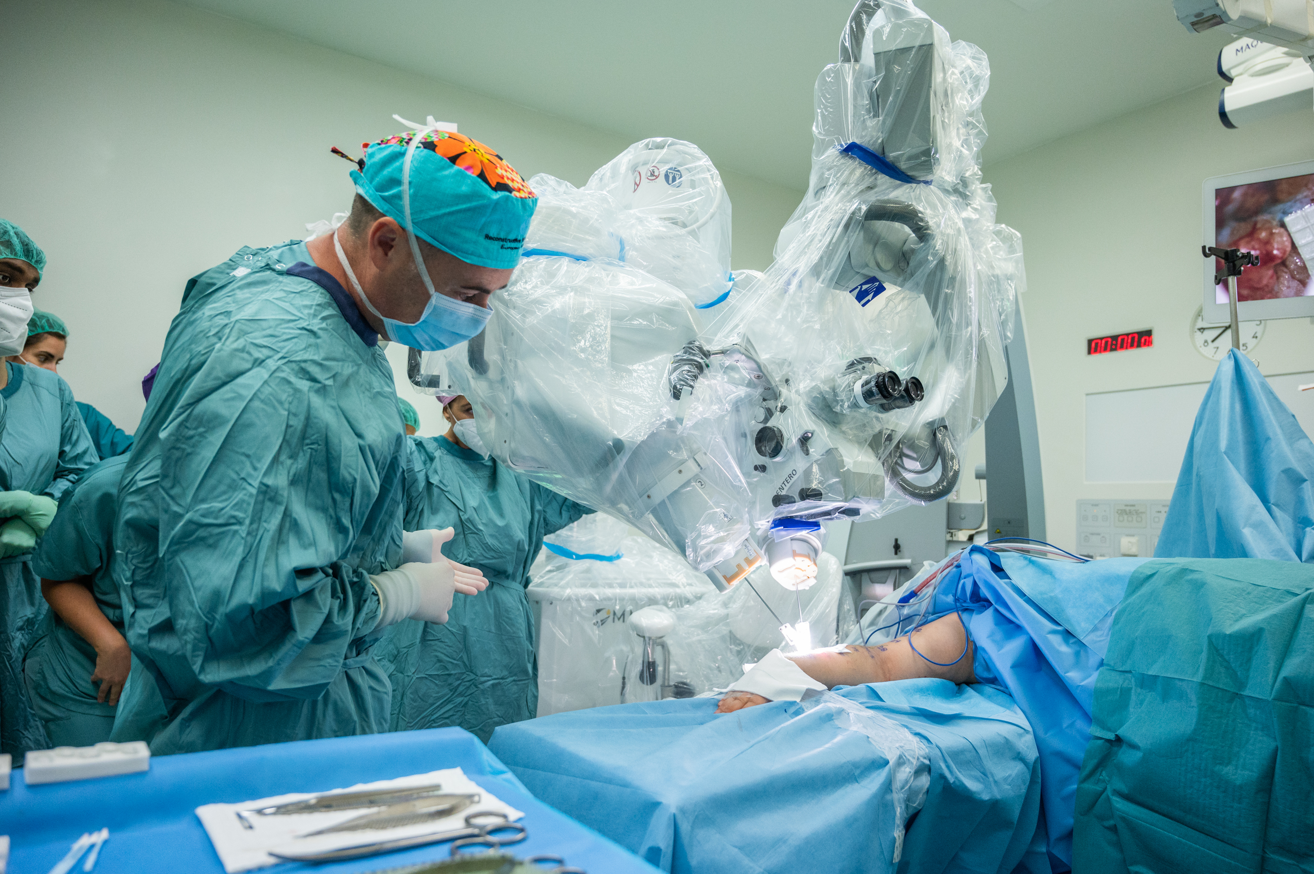 A breast cancer patient undergoing an operation at Barcelona's Sant Pau Hospital