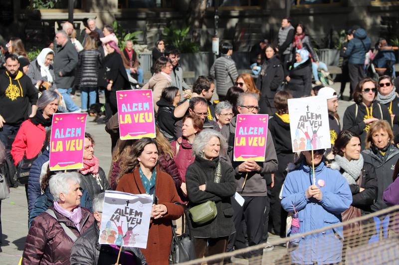 Women demonstrate for equality in the Church in Barcelona on Sunday, March 3