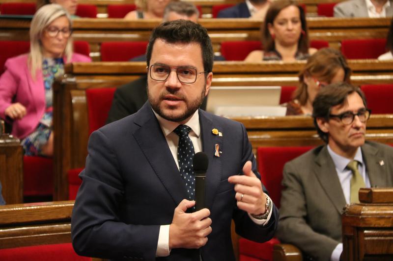 President Pere Aragonès addresses parliament