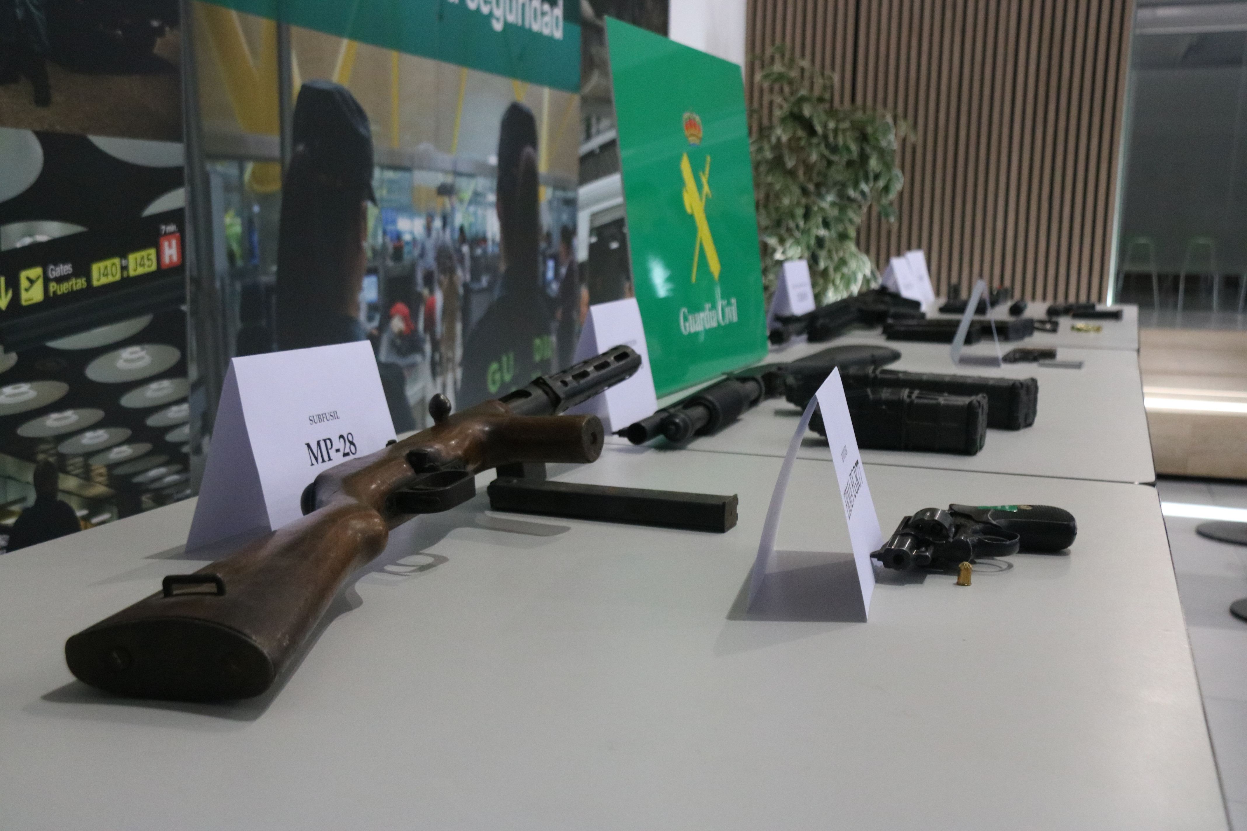 Several weapons seized by Spain's Guàrdia Civil during a drug cartel operation in Barcelona