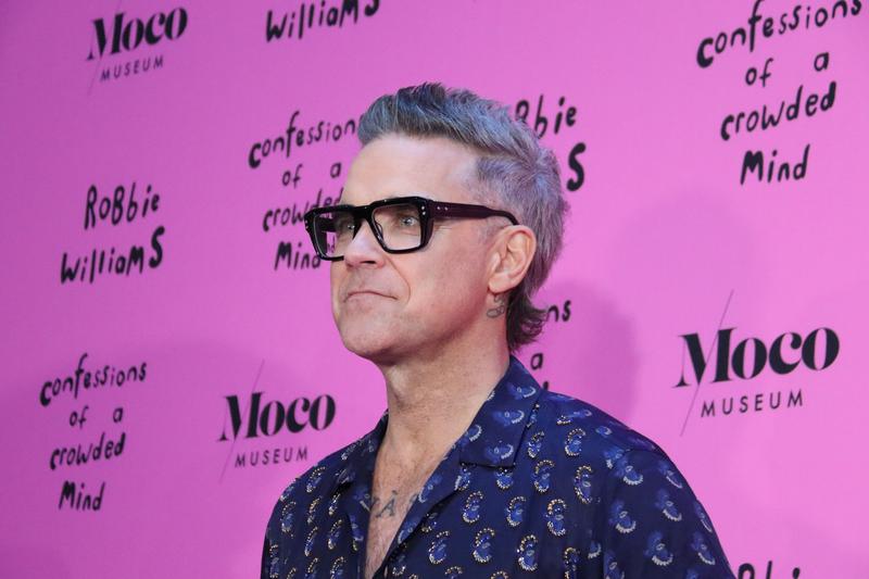 Singer Robbie Williams at the presentation of his new exhibition at the Moco Museum in Barcelona
