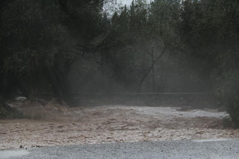 The N-340 road during a torrential storm on September 28, 2025 between Ràpita and Amposta, in southern Catalonia