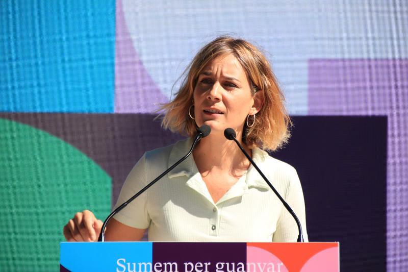 Leader of left-wing En Comú Podem, Jéssica Albiach, speaking in Santa Perpètua de Mogoda