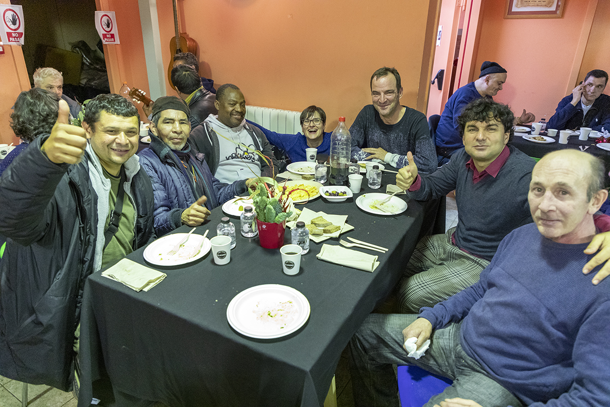 Several people attending the Arrels Christmas dinner for the homeless in 2019