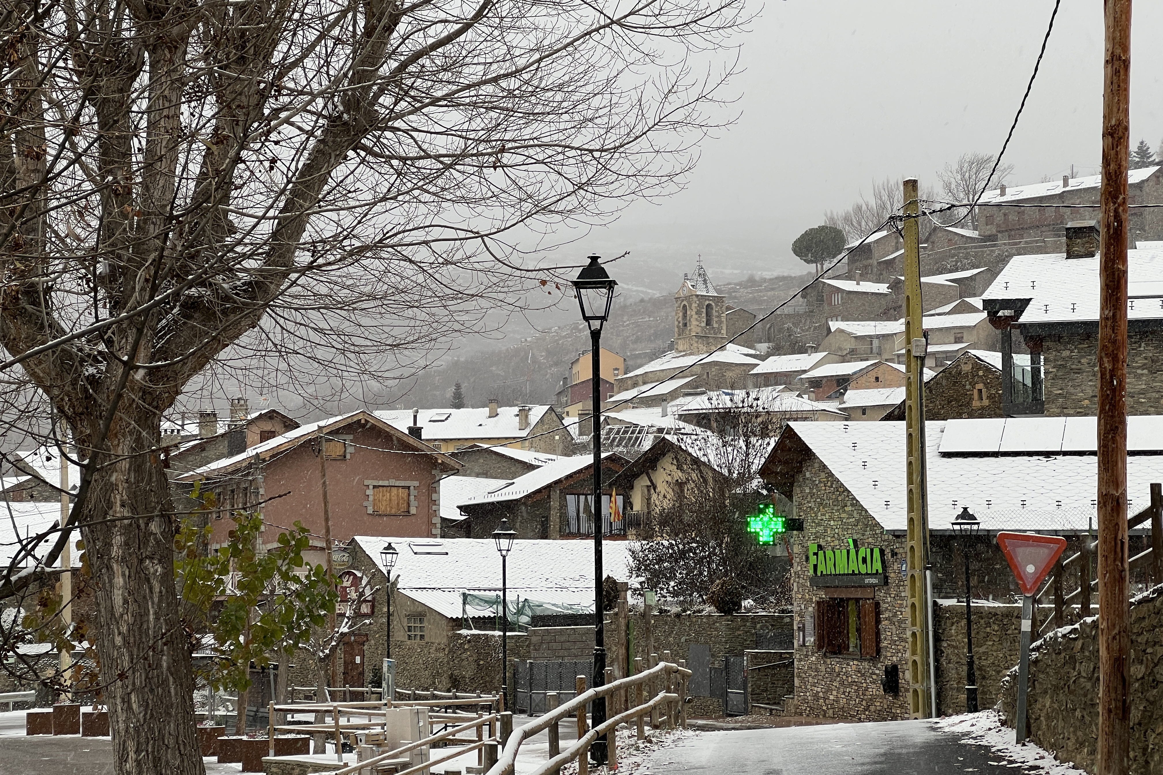 Some houses in Ger, in the county of Cerdanya, covered in snow