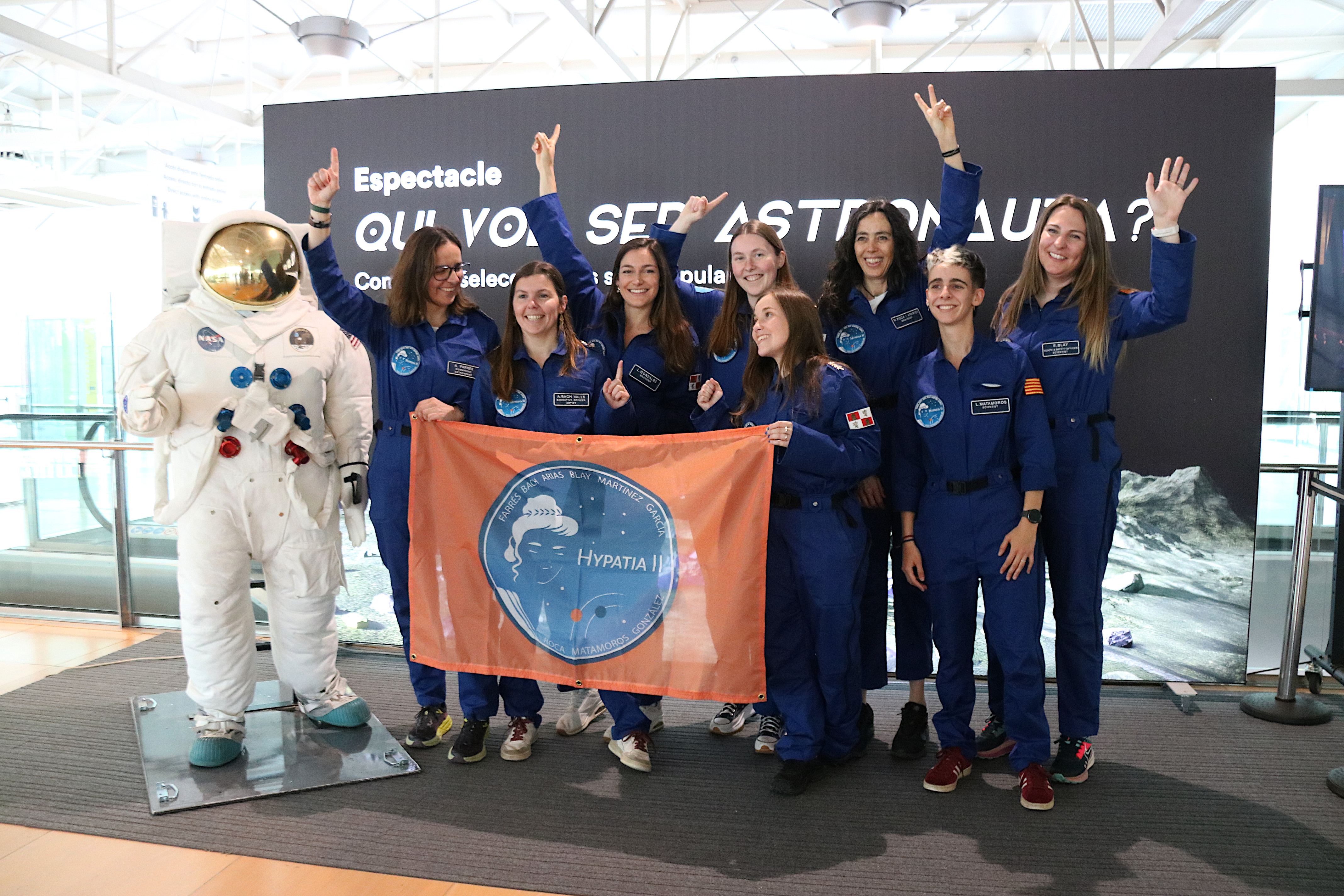 Astronauts from the Hypatia II mission at the presentation of results at CosmoCaixa.