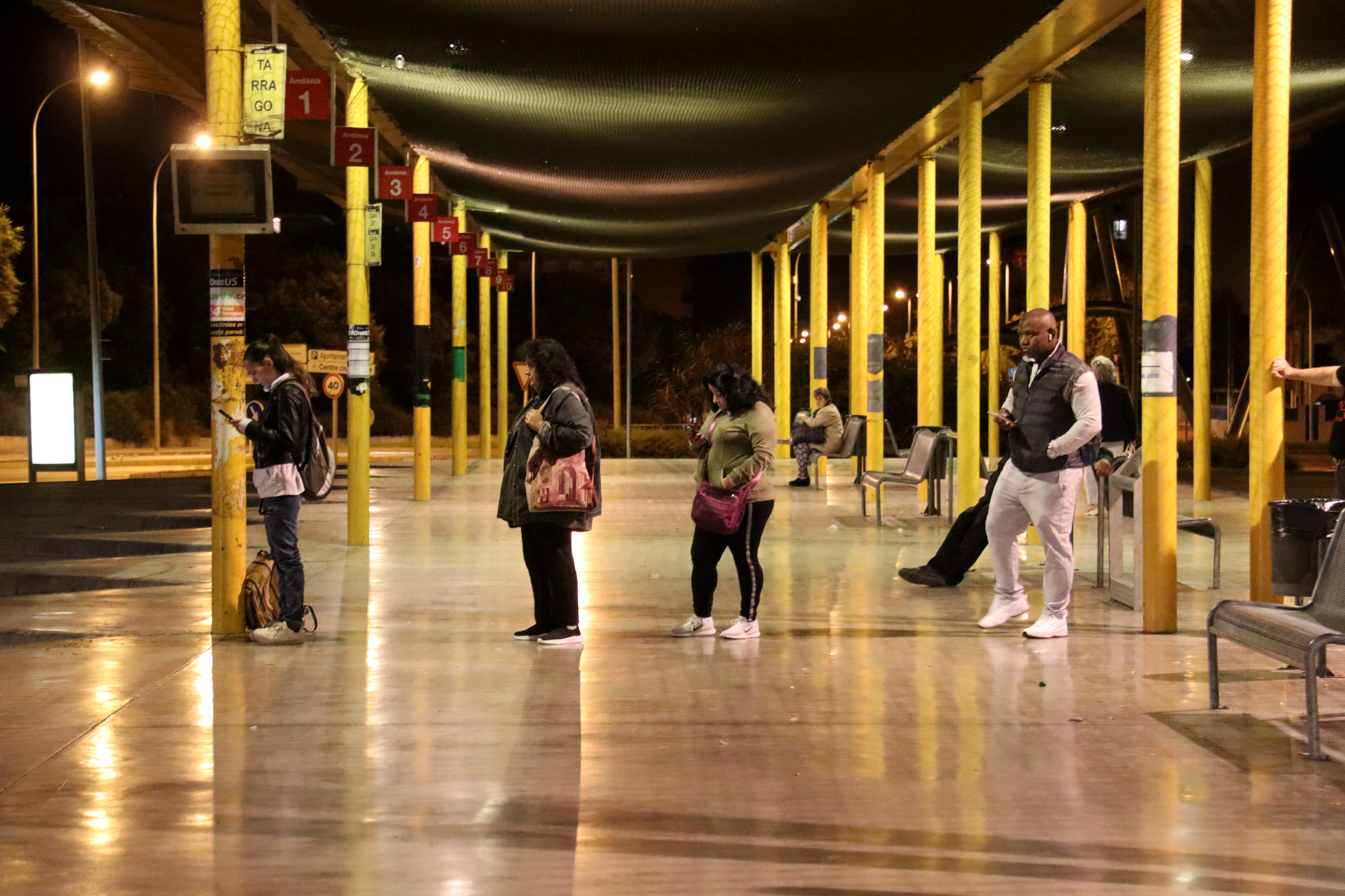 Some people queue at Reus bus station to travel to Tarragona by bus on October 22, 2024