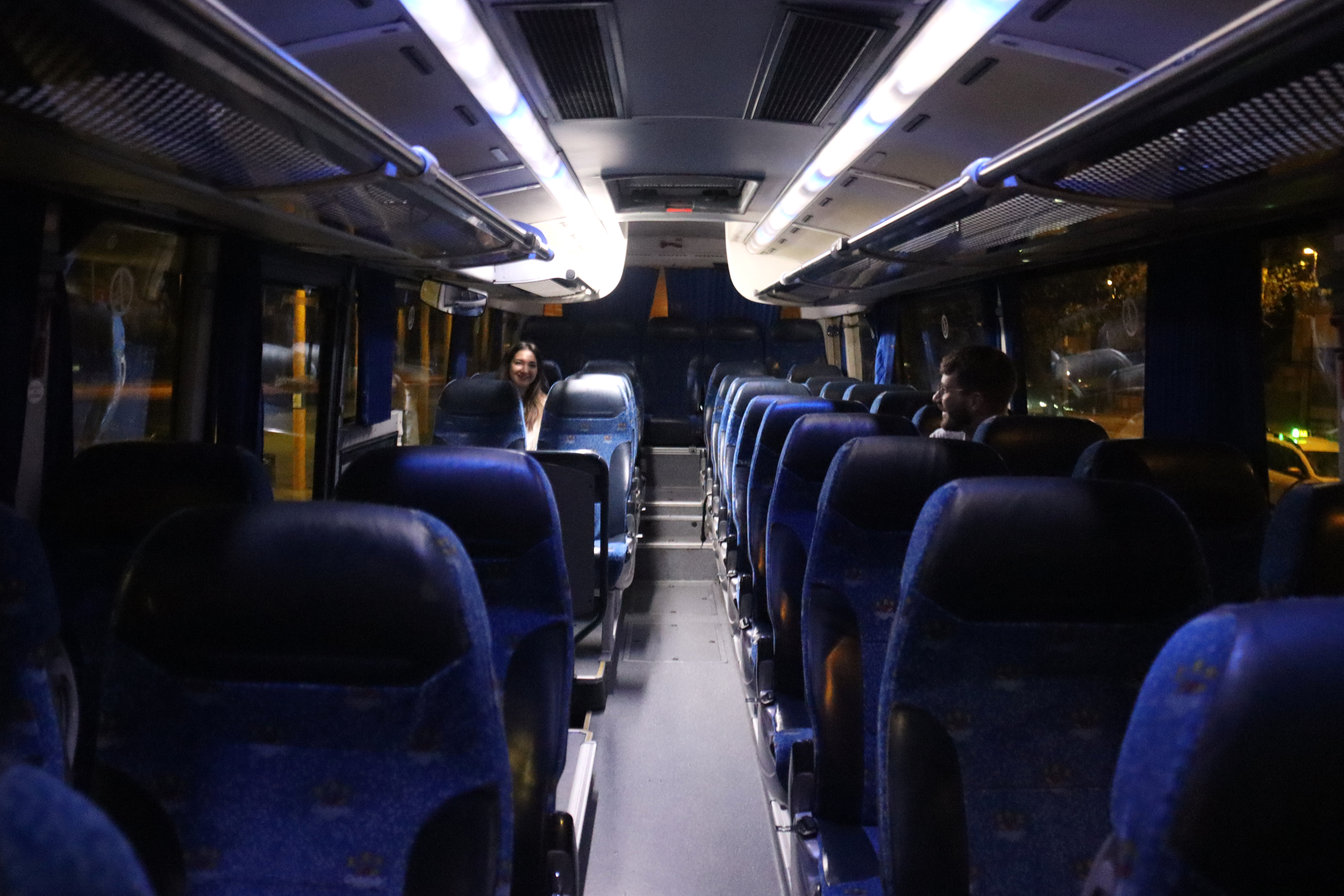 The only two passengers traveling between Reus and Barcelona on the 6:15 am bus on October 22, 2024