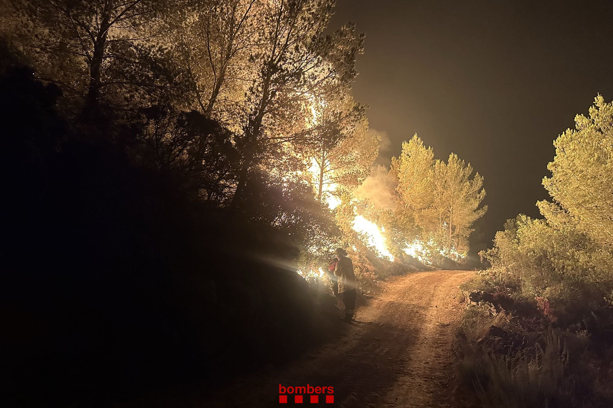 Firefighters worked through the night to stabilize the wildfire in southern Catalonia