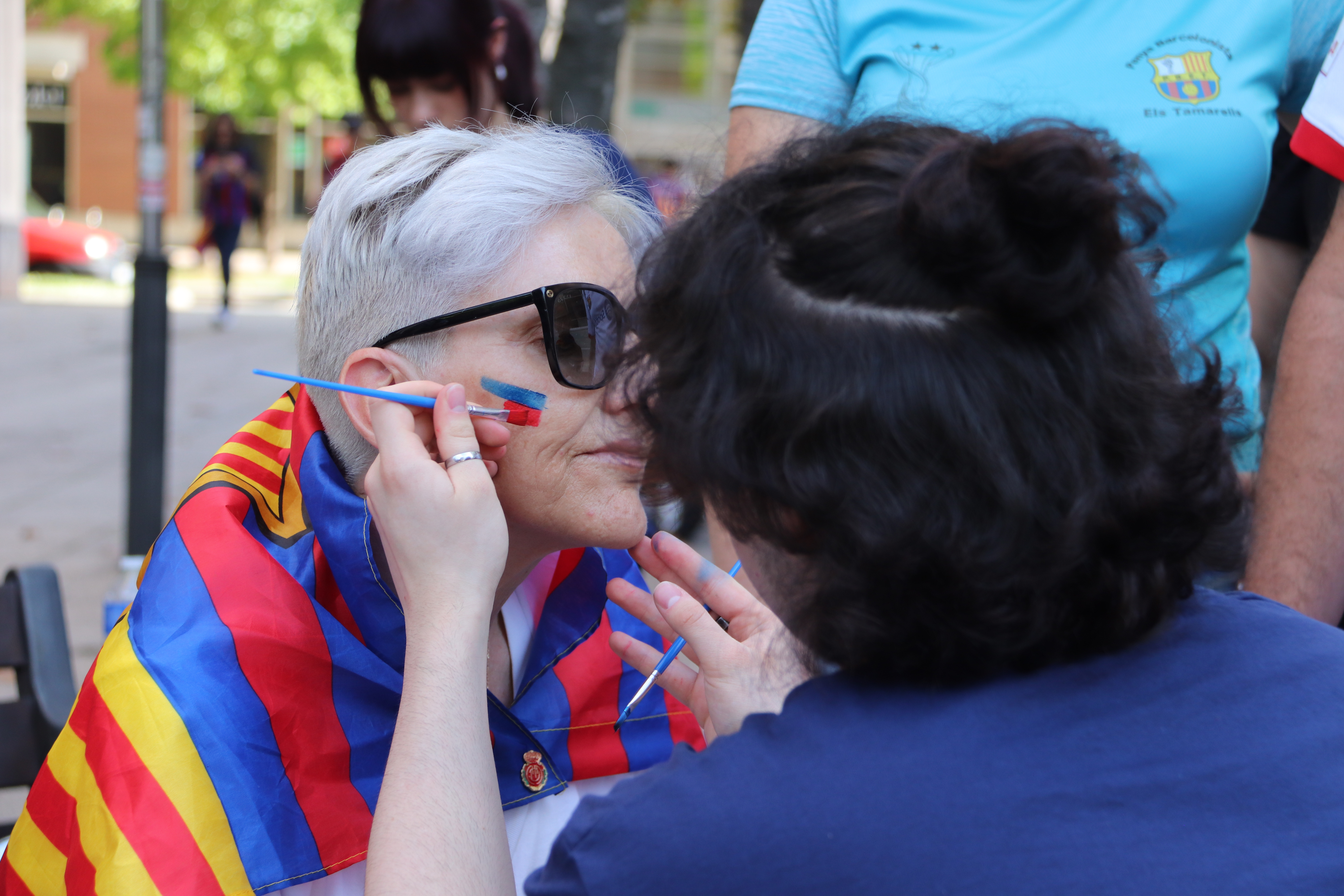 Barça Femení fans celebrating ahead of the UEFA Women's Champions League final that will see FC Barcelona Women's team play against Olympique Lyonnais in Bilbao on May 25, 2024