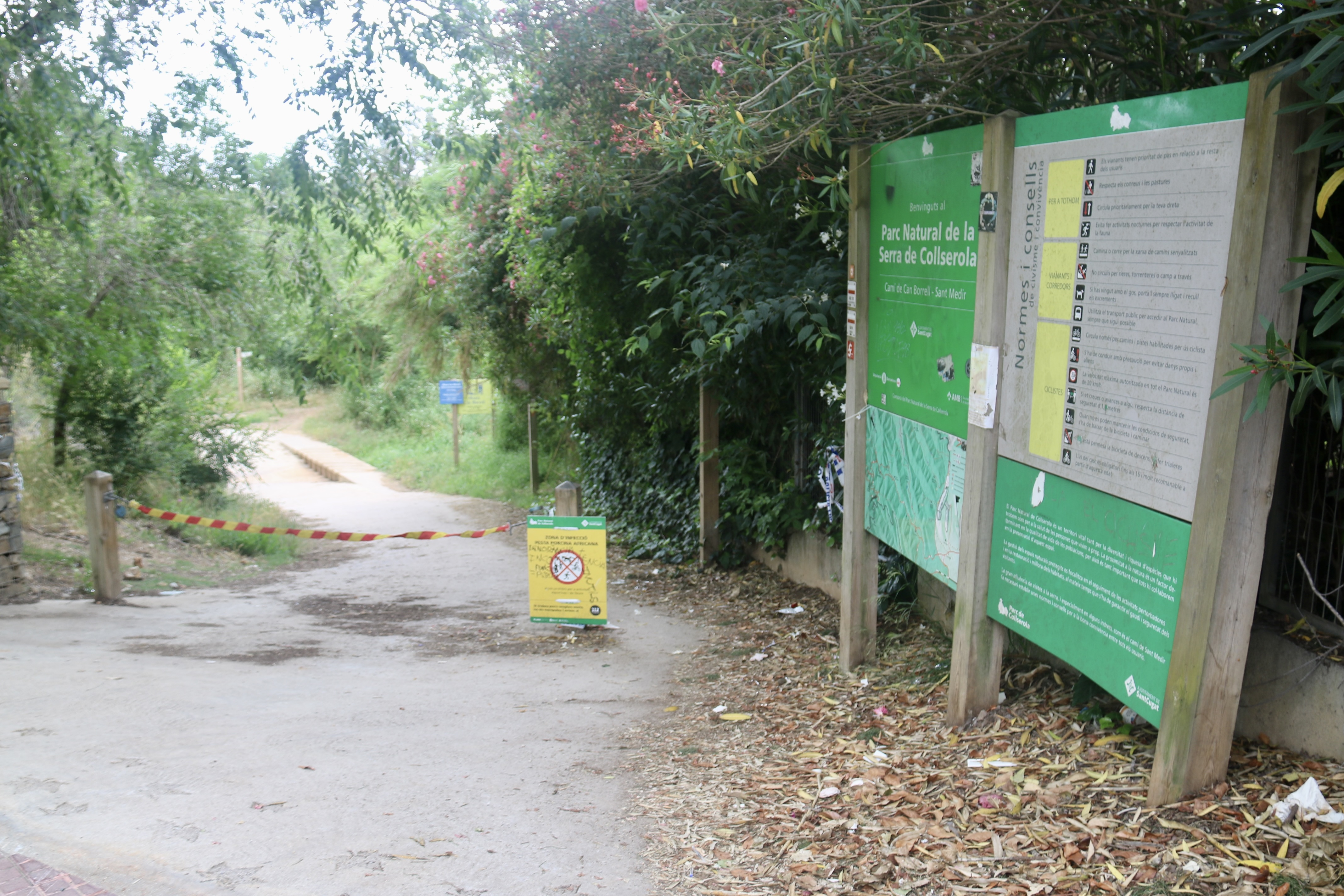 A closed entrance to Collserola Natural Park