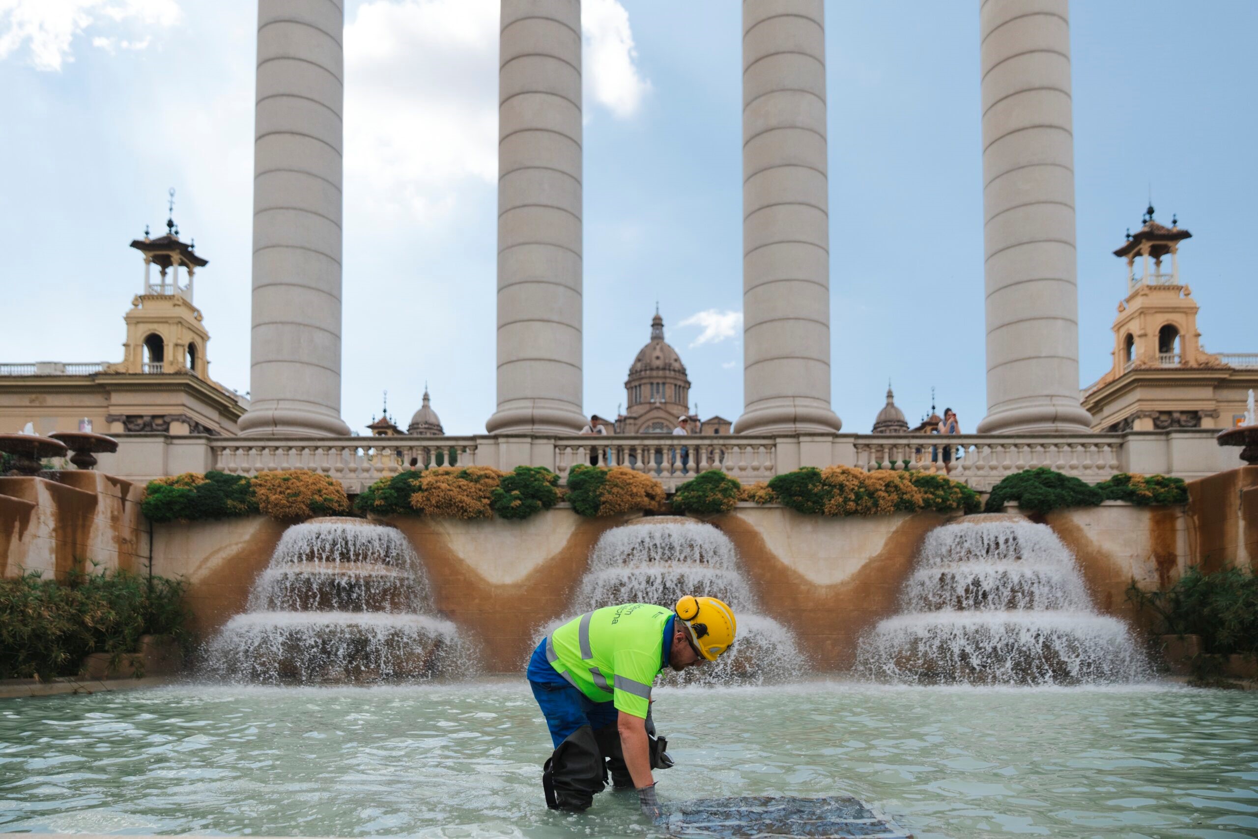 A technician working on the Montjuïc Magic Fountain