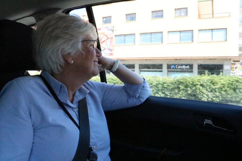 Catalan pro-independence MEP Clara Ponsatí travels by car after crossing the Spanish-French border on March 28, 2023