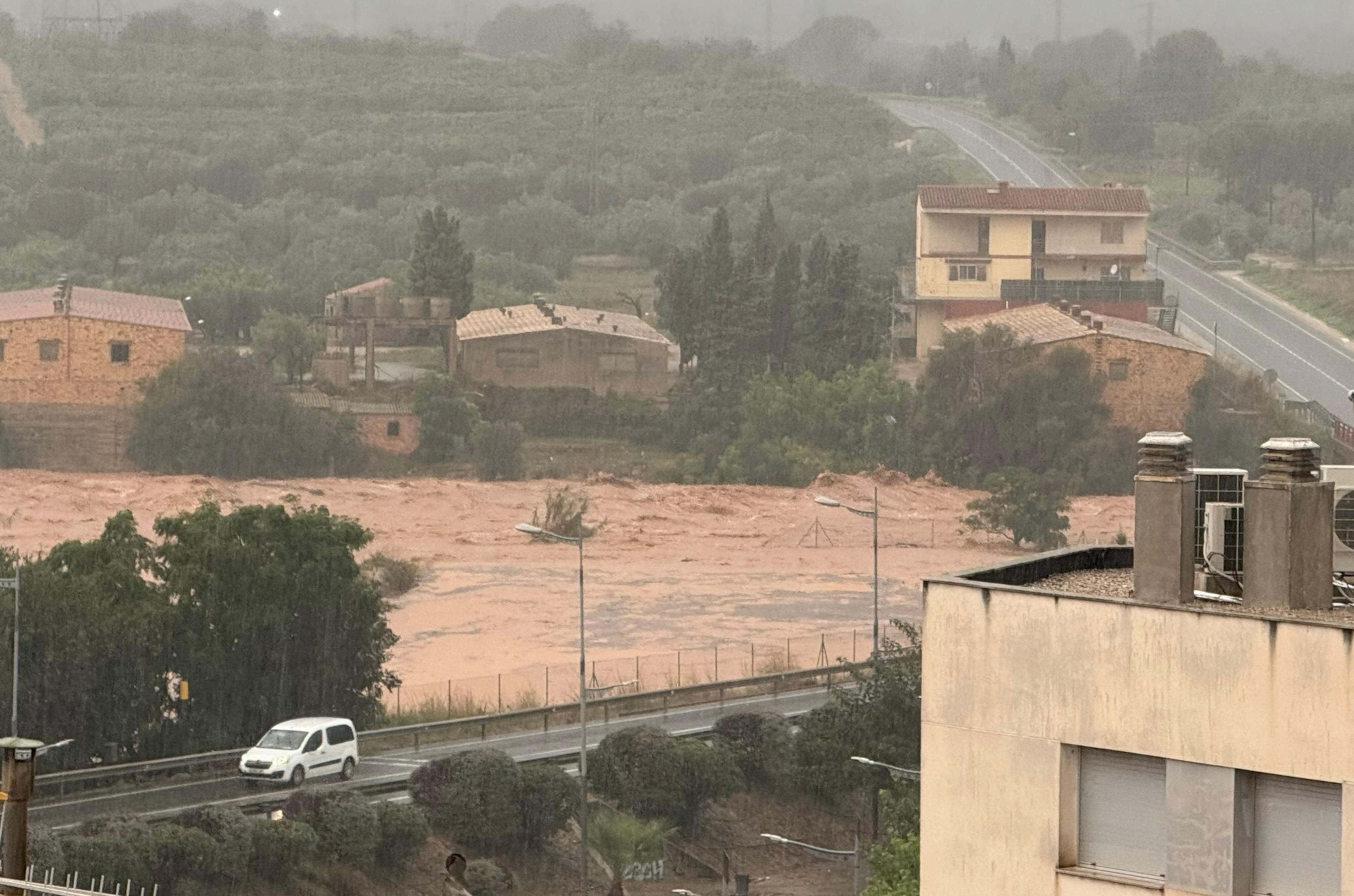 River near spilling over in southern Catalonia