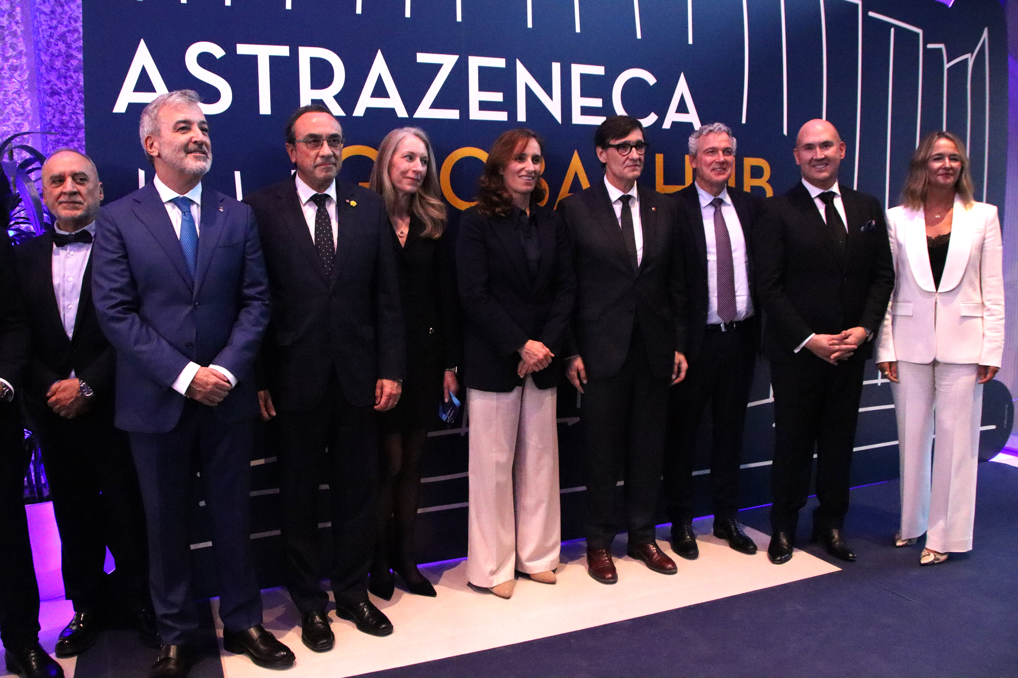 Authorities attend the inauguration of AstraZeneca's new global hub at Barcelona's Estel building