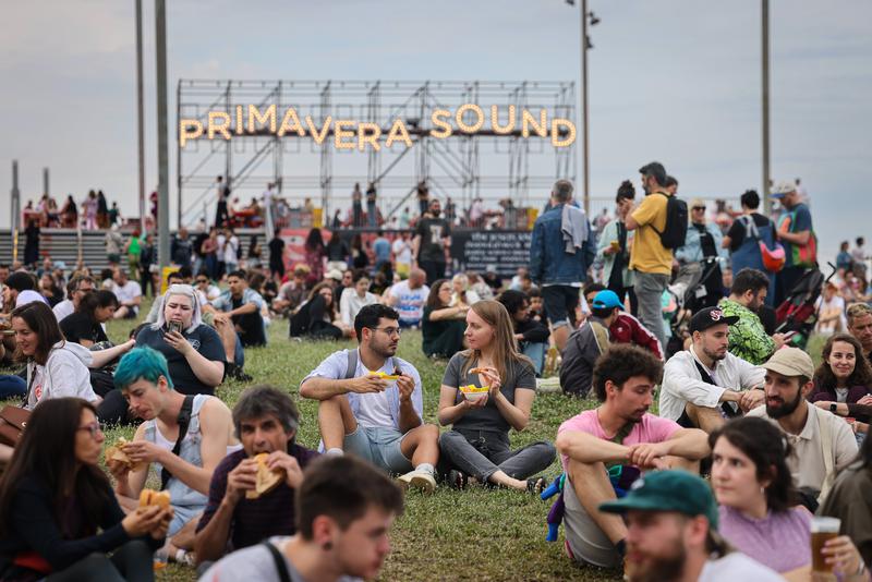 Primavera Sound attendees during the first night of the music festival on May 31, 2023