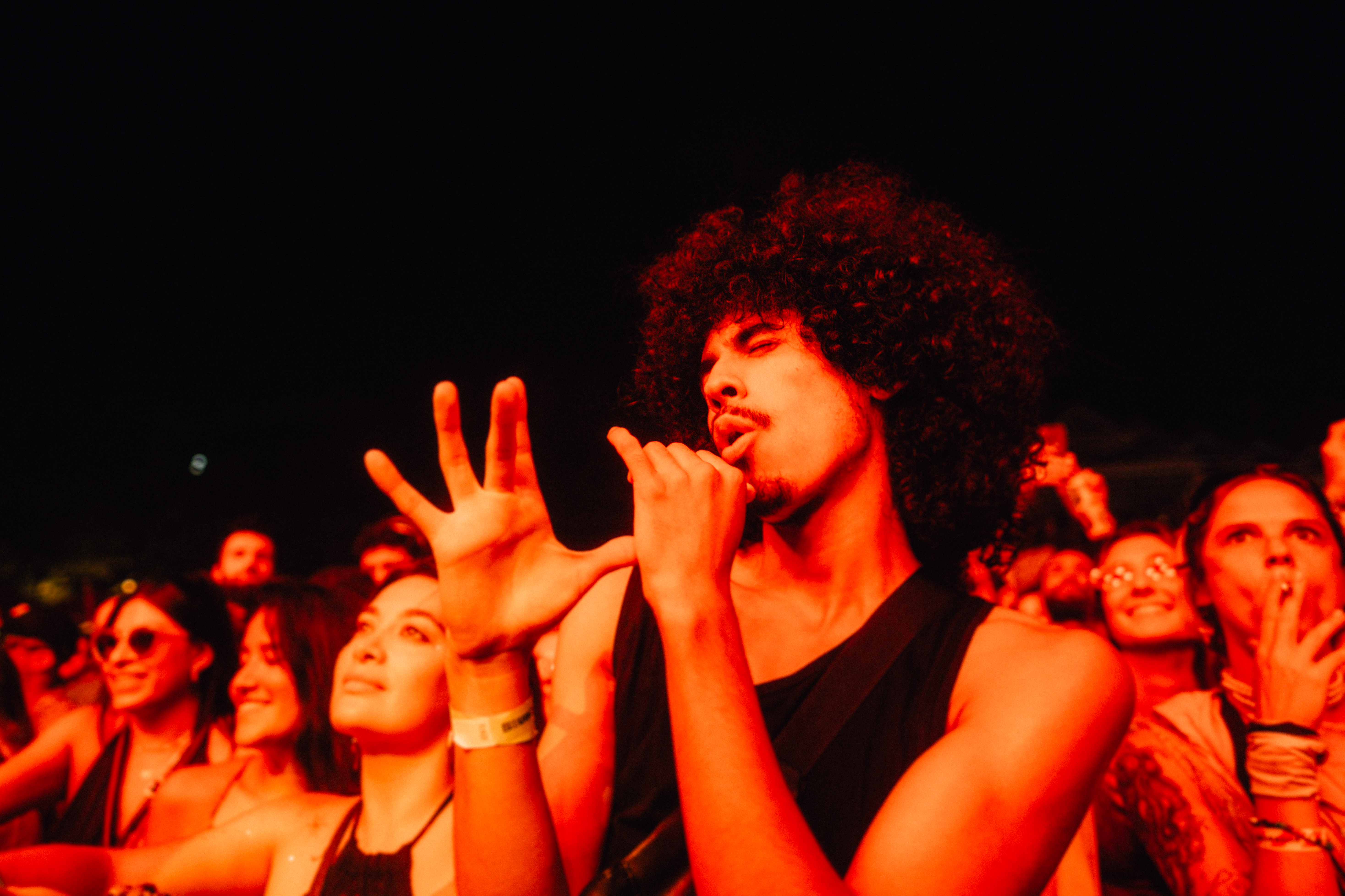 A man enjoys the music at a concert during the Bunch Electronik Festival in Barcelona