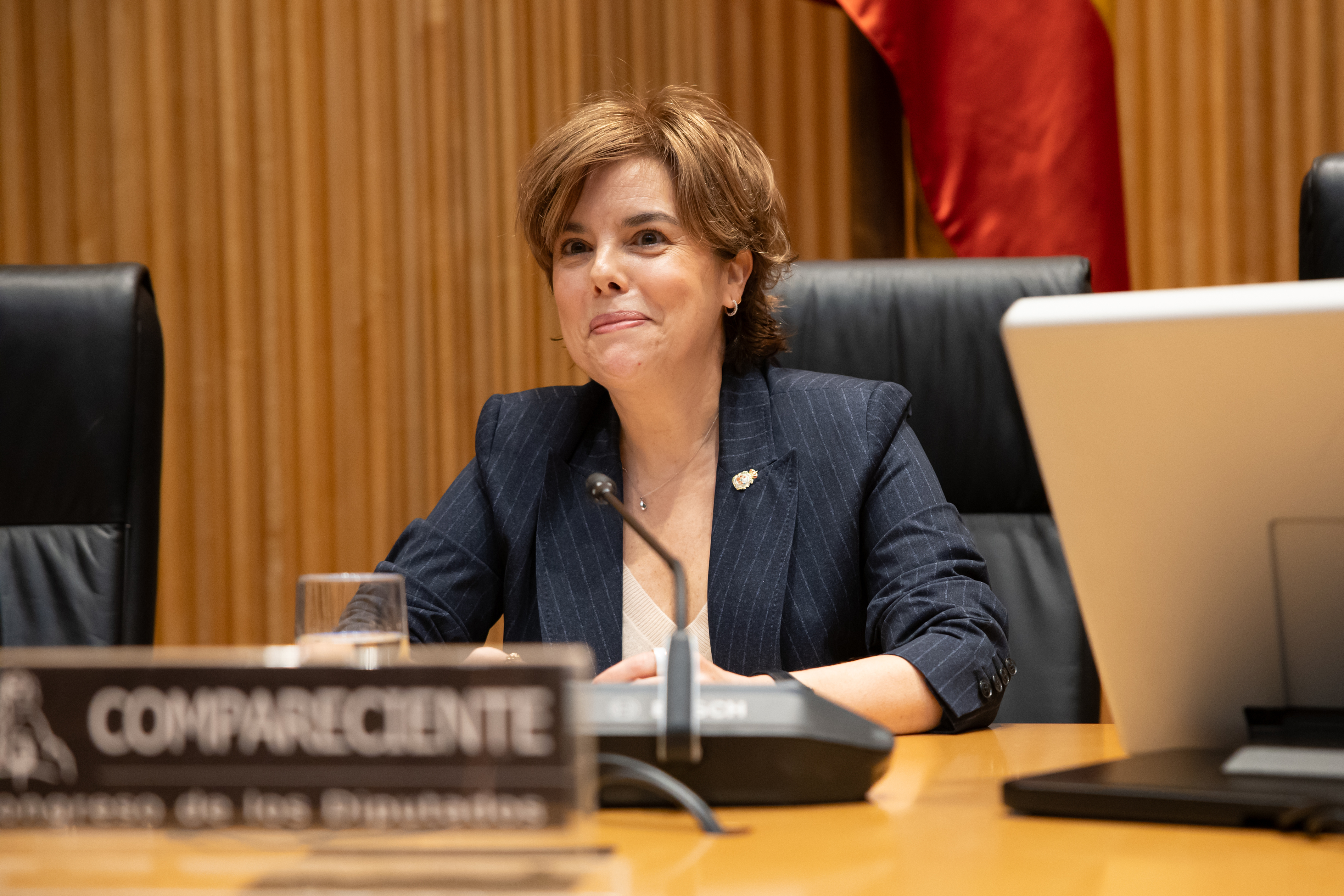 L'exvicepresidenta del govern espanyol Soraya Sáenz de Santamaría, durant la seva compareixença a la comissió d'investigació de l'operació Catalunya del Congrés dels Diputats